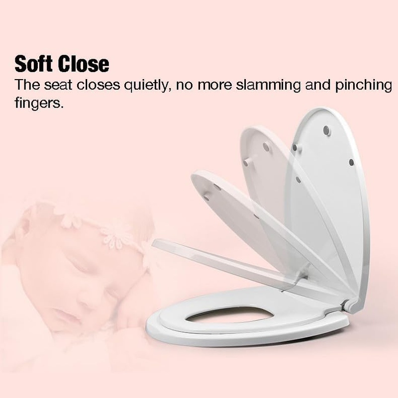 Pandaear Toilet Seat with Build-In Toddler Potty Training Seat, Elongated Toilet Seat with Splash Guard for Toddler Training, Easy to Install & Slow Close (Elongated) image number 3