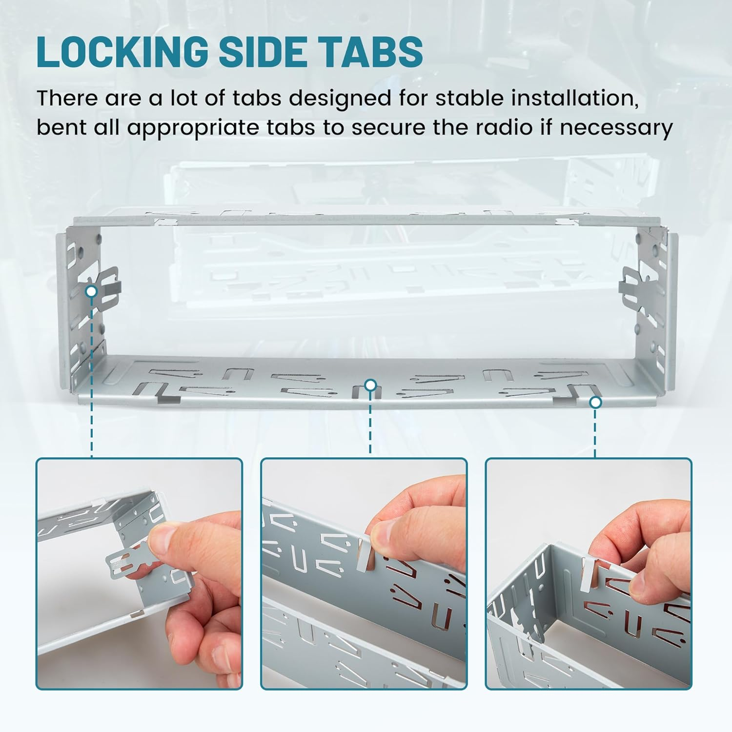 Nuith Universal Single Din Stereo Radio Replacement Fitting Cage Kit, 1 Din Installation Kit, Metal Single Din Radio Mount Cage Bracket
