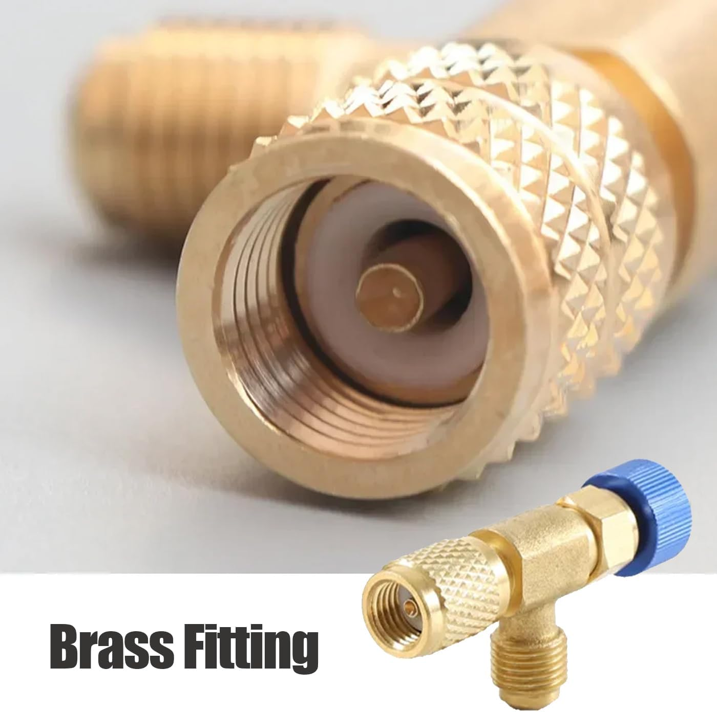 Bestgle 2 Pcs Refrigerant Charging Valve, R22 R410 Liquid Safety Adapter Flow Control Ball Valve for Air Conditioner Manifold, Red R22R410-1/4 Male to 5/16" Female, Blue R22-1/4 Male to 1/4" Female image number 4