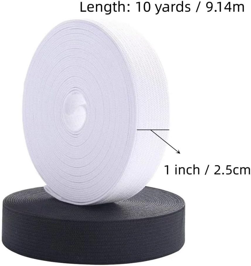 2 Pack Knit Elastic Spool, YIFARUBE 1 Inch 10 Yards Elastic Band Heavy Stretch High Elasticity for Sewing Craft Craft DIY Projects (Black & White) image number 6