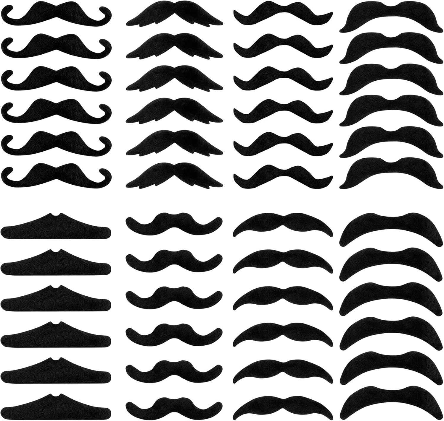 48 Pcs Fake Mustache Fake Moustache Mustaches Self Adhesive Stick on Mustache Fake Beard Black Mustache Costume&hellip;