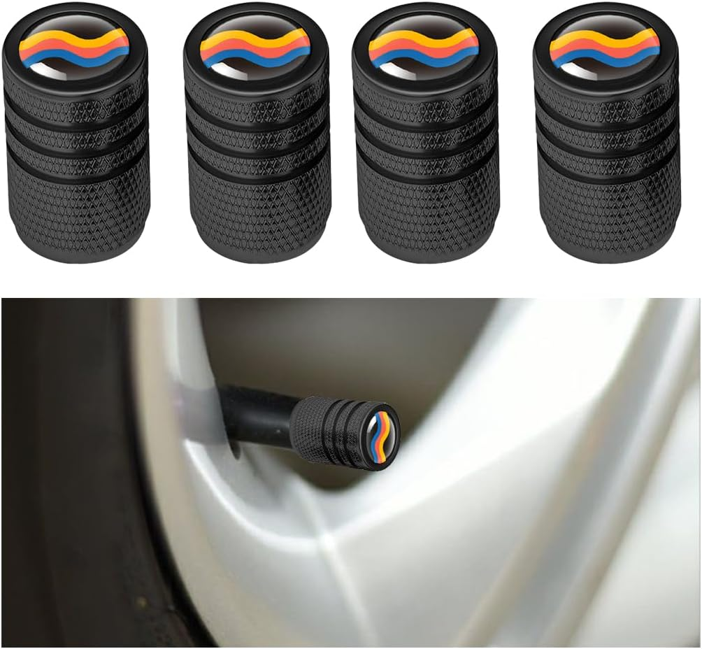 JNNJ 4 Pieces Car Wheel Tyre Valve Stem Cap, Aluminium Alloy Dust Caps for Car Tyres, Aluminium Alloy Tyre Valve Cover, Universal Car Valve Stem Cover (Red)