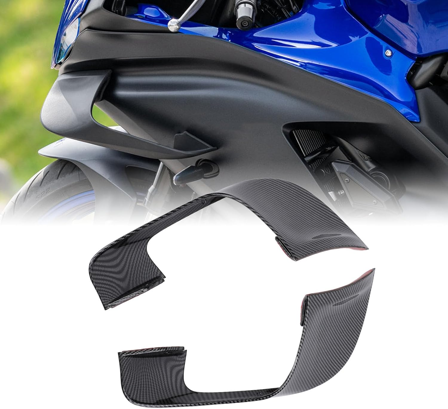 Motorcycle Fairing Air Deflectors for YZF-R7 2020 to 2024, 1 Pair Fairing Side Wing Windshield Replacement, Aerodynamic Wind Deflectors, Motorbike Side Fairing Wingshield (Carbon image number 4