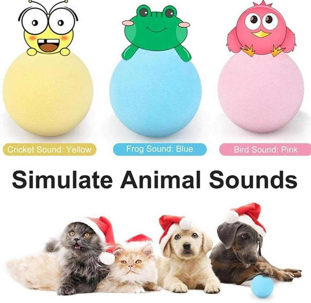 Cat Toys Balls,Automatic Self Rotating Rolling Balls,Pet Smart Interactive Toy,Entertainment Cat Balls Pet Exercise Balls for Kitten Puppy,Lifelike Animal Chirping Sound image number 1