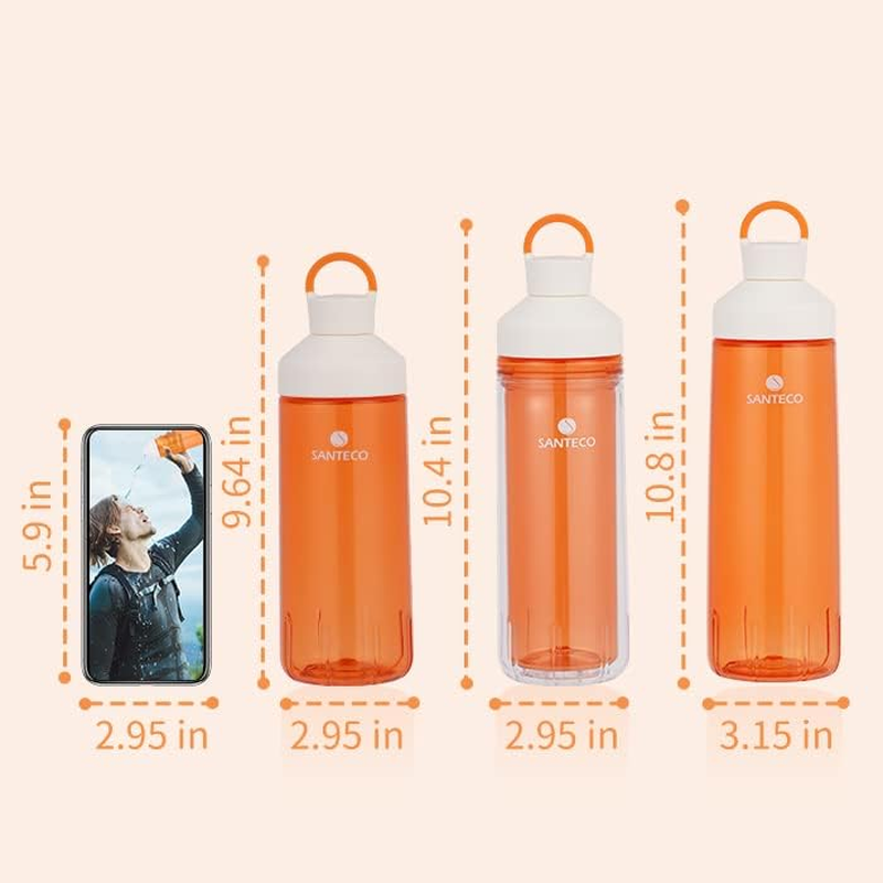 SANTECO 32Oz/24Oz Sport Water Bottles Reusable Tritan Drink Wide Mouth Leakproof Gym Motivational Lightweight BPA Free with Handle Daily Fitness Gym Running Hiking image number 1
