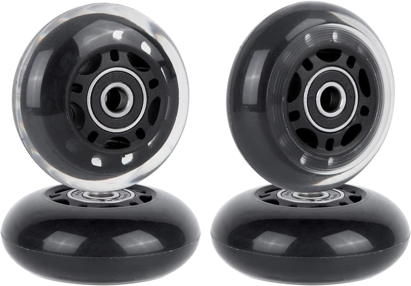 AOWESM 64Mm Inline Skate Wheels 82A W/Bearings ABEC-9 for Rollerblade, Pelican Storm Case, Roller Board Bag, Carry-On Luggage Suitcase, Water Rower Seat, Steady Rest Wood Lathe, Etc (4 Pack) (Black) image number 4