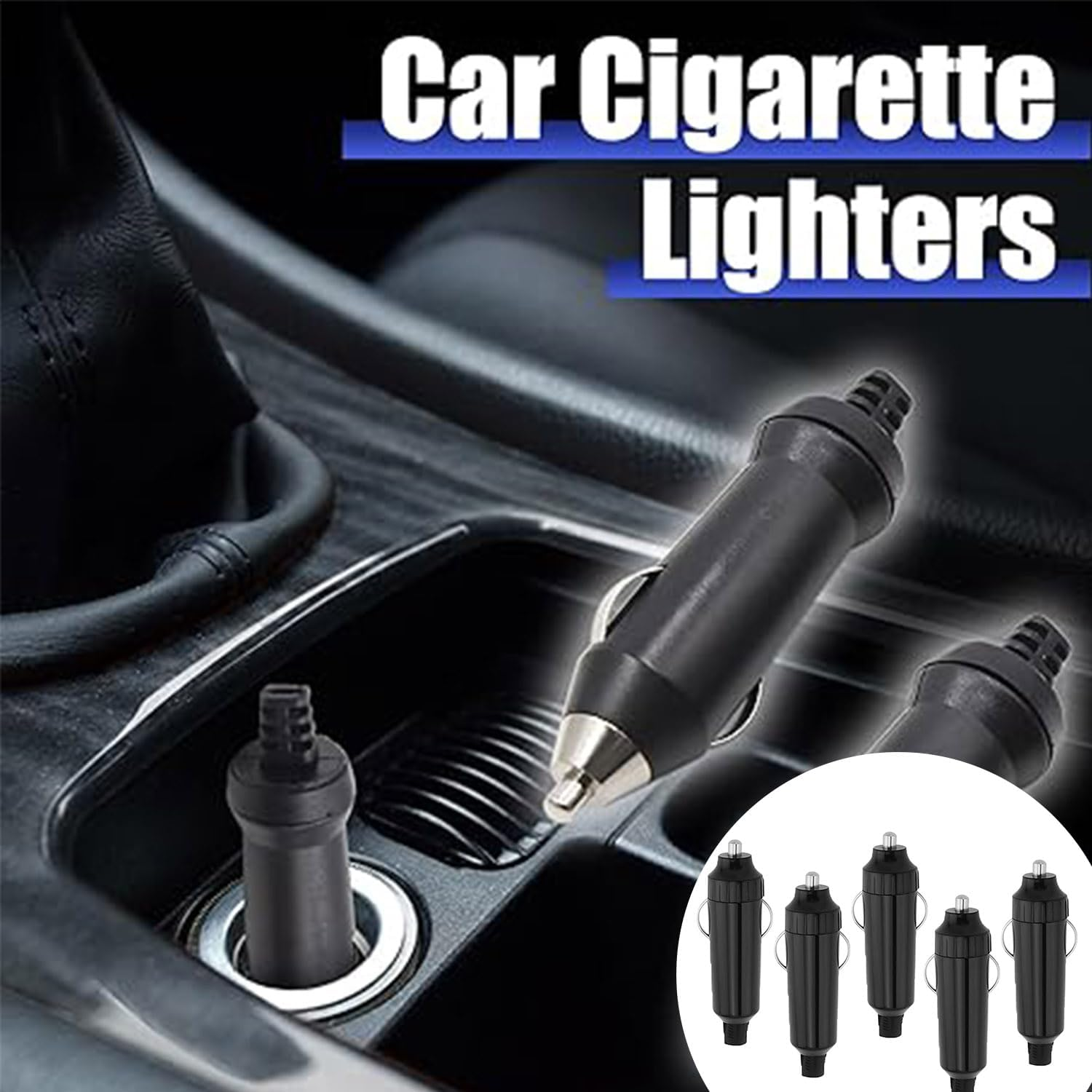 Roczential 5 Pack 20A 12 Volt Heavy Duty Car Cigarette Lighter Plug Suitable for Cables up to 16AWG Work -25 to +85C Black (Solder Only) image number 1