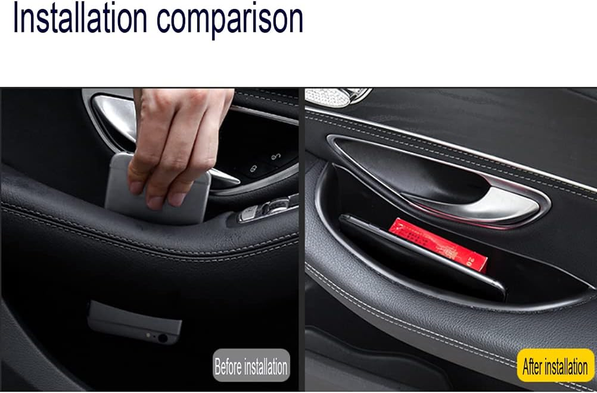 Front Row Door Storage Box Handle Pocket Armrest Phone Container Compatible with Mercedes Benz GLC GLC250 GLC300 GLC350 GLC43 C-Class Sedan C300 C450 C63 W205 2015-2021 Door Organizer Handle Pocket image number 3