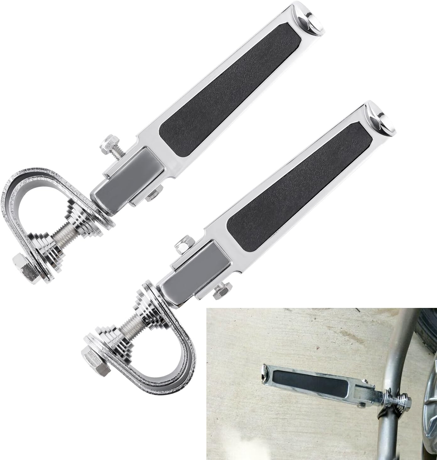 1-1/4" Motorcycle Foot Pegs for 1.25" Engine Guard Highway Pegs for Crash Bars Foot Pedal Bracket Clamp Compatible with Harley Touring Electra Road Glide Road King Street Glide Sportster 883