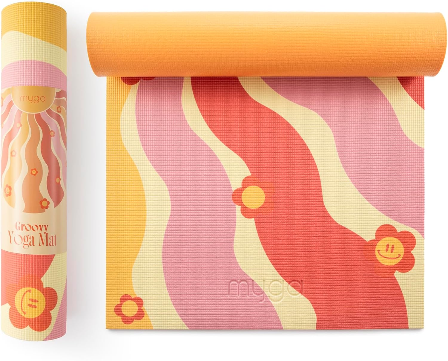 Myga 6Mm Printed Yoga Mat - Non-Slip Exercise Mat for Men & Women - Thick & Comfortable for Yoga, Pilates & Meditation - Lightweight & Durable for Home, Gym & Travel - 173Cm X 61Cm