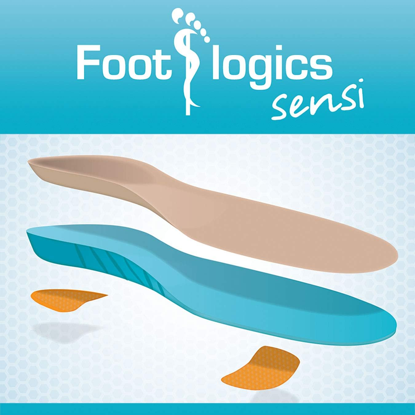 Footlogics Sensi Orthotic Insoles, Ideal for Diabetes, Arthritis, and Sensitive Feet, Reduce Pressure and Friction, Evenly Distributes Force, Flexible, Soft, and Supportive, Full Length, X-Large, Pair image number 1