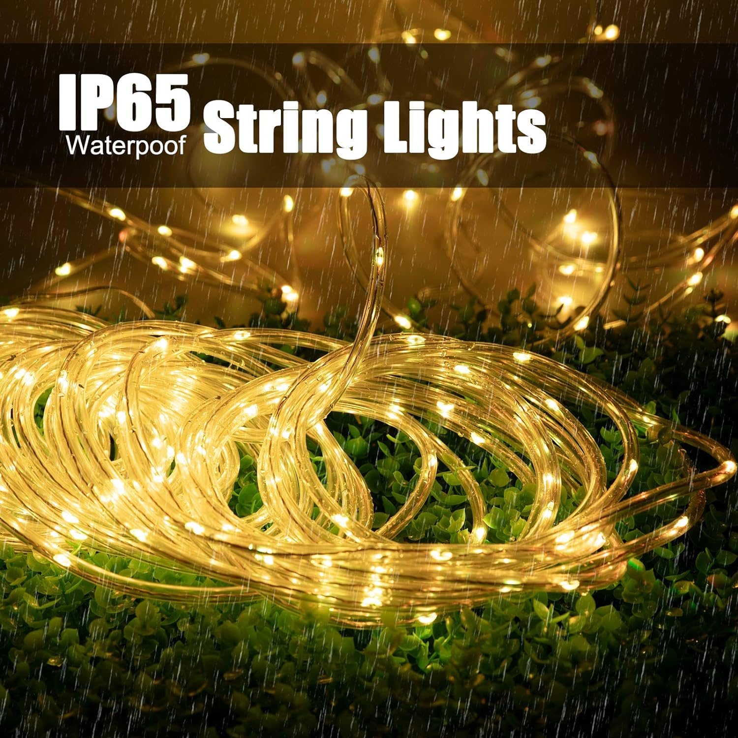 Solar Rope String Lights Outdoor 72Ft 200 Led Waterproof Solar Powered Fairy Lights with 8 Lighting Modes, Copper Wire PVC Tube Lights for Garden Wedding Christmas Party DIY Decor(Warm White, 1 Pack) image number 6