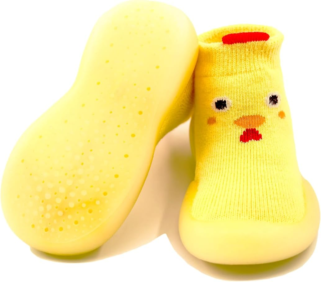 Anti-Slip Baby Toddler First Walking Sock Shoes, [Cute Animal] Cotton Lightweight Slip-On Shoes with Soft Rubber Sole Unisex Non-Skid Indoor Outdoor Floor Slipper Breathable Kid Girls Boys Socks Boots