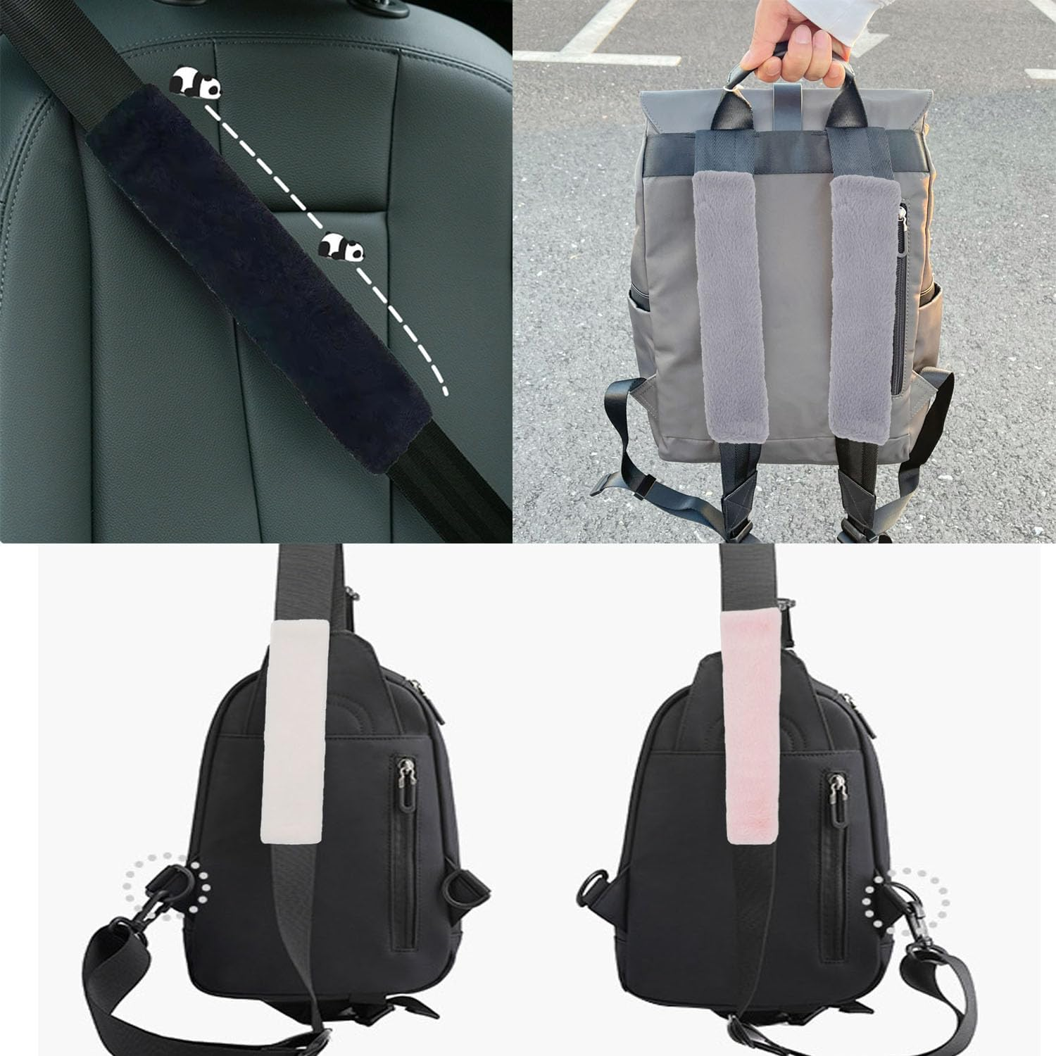 Shengsenfu Car Seat Belt Cover Pads, 2 Pcs Shoulder Seatbelt Pads Cover, Universal Soft Faux Polyester Car Seat Belt Shoulder Pads, Safety Belt Strap Shoulder Pad for Adults and Children (Black)