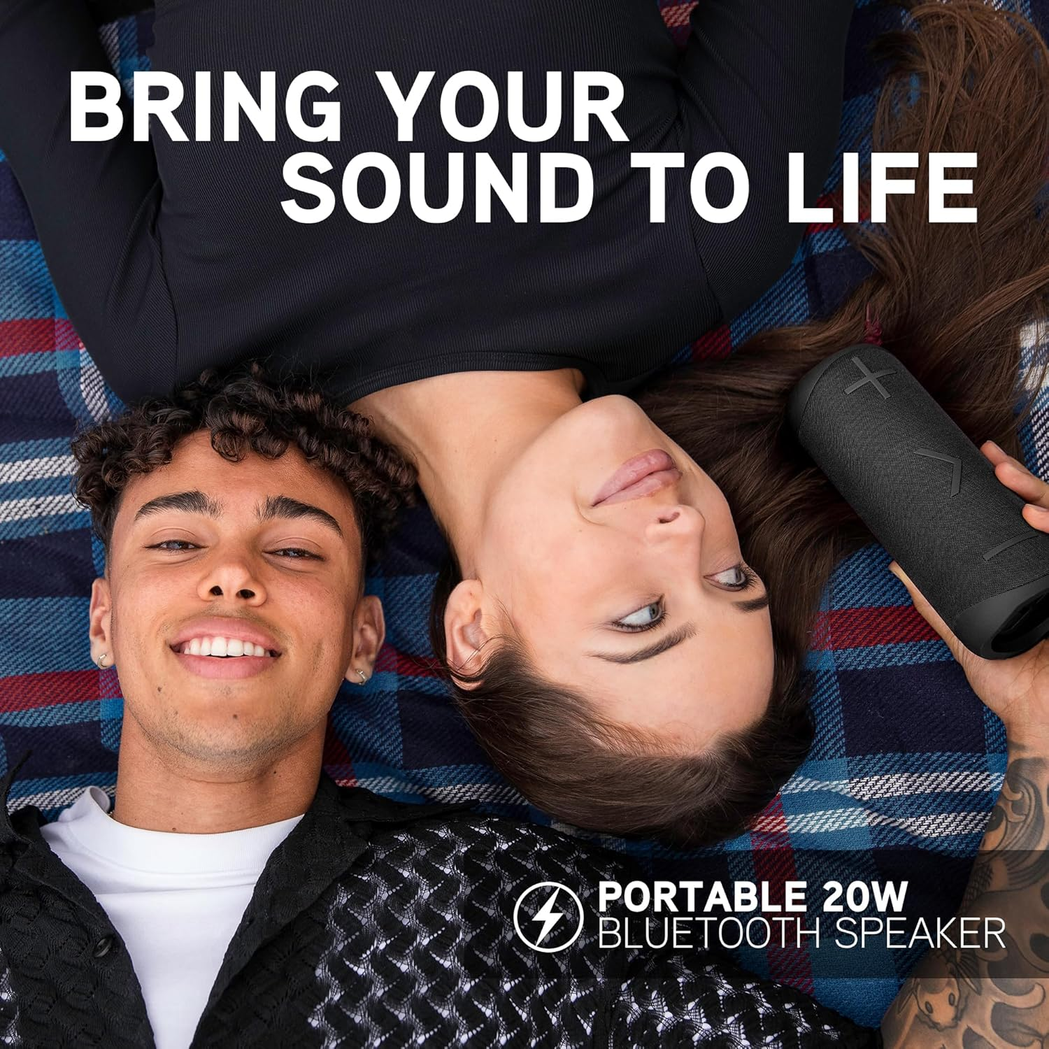 Blueant X2I Portable Bluetooth Speaker, 20W Powerful Sound, IP56 Splashproof, 12Hr Battery Life, Built-In Microphone, Duo Mode Wireless Pairing, AUX Input, Black - Black image number 6