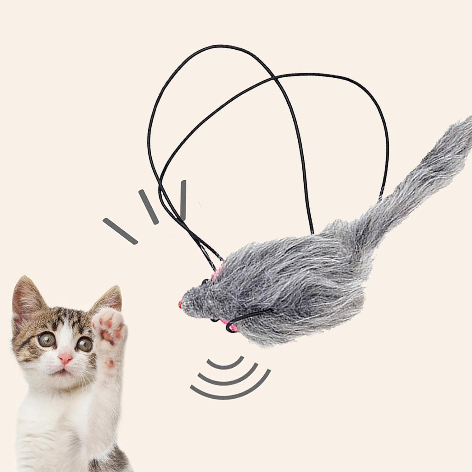 Cat Toy Rope Mouse - Pet Exercise Puzzle,Self-Excited Cat Catching Mouse Toy, Adjustable Elastic Rope, Pet Puzzle for Cats Kitten image number 3