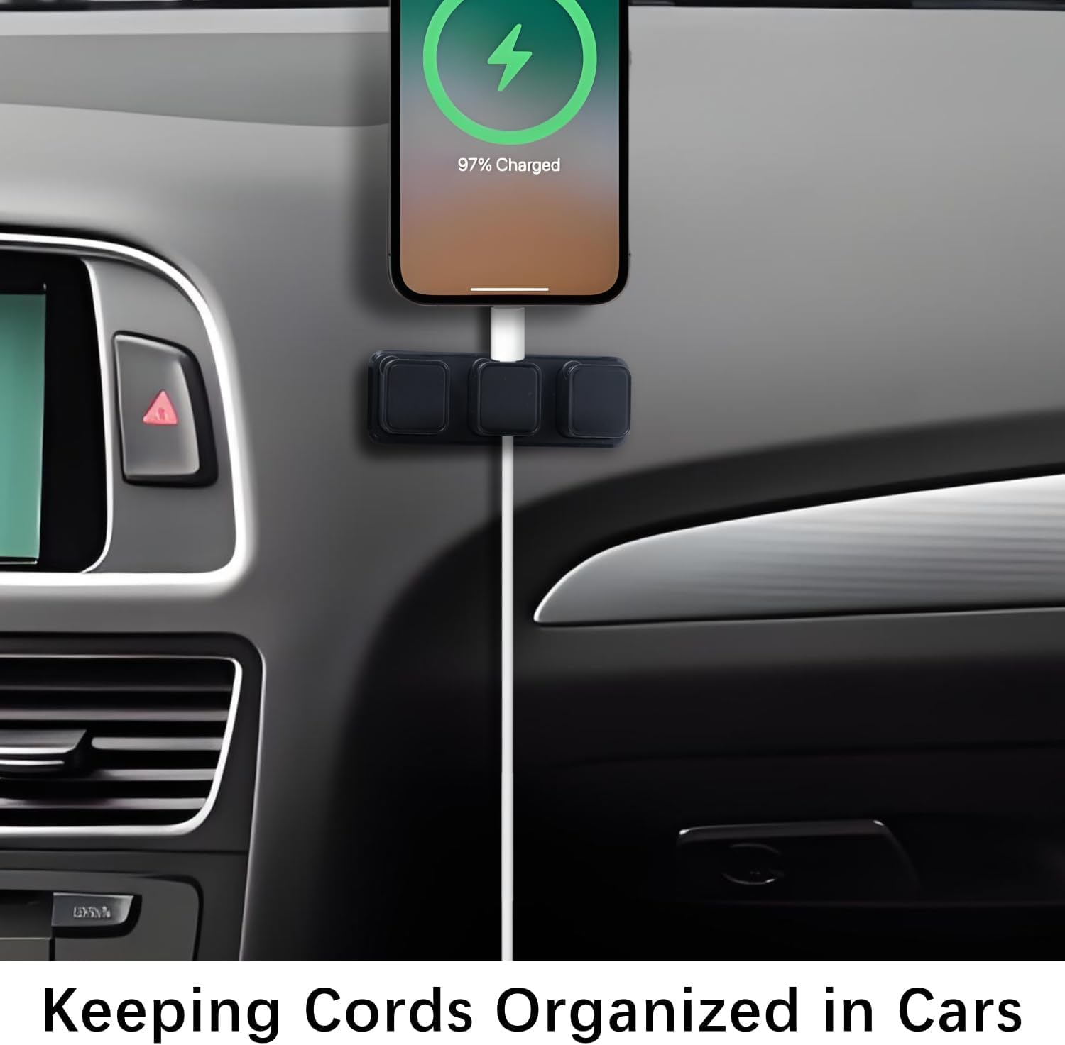 Magnetic Cable Clips Cord Organizer Magnetic Cord Holder Cable Smooth Adjustable Holder Keeper for Desktop,Nightstand,Wall,Home Office,Phone,Car (White) image number 1