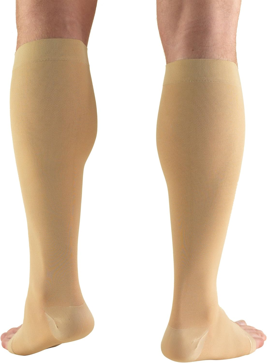 Truform 20-30 Mmhg Compression Stocking for Men and Women, Knee High Length, Open Toe, Beige, Medium