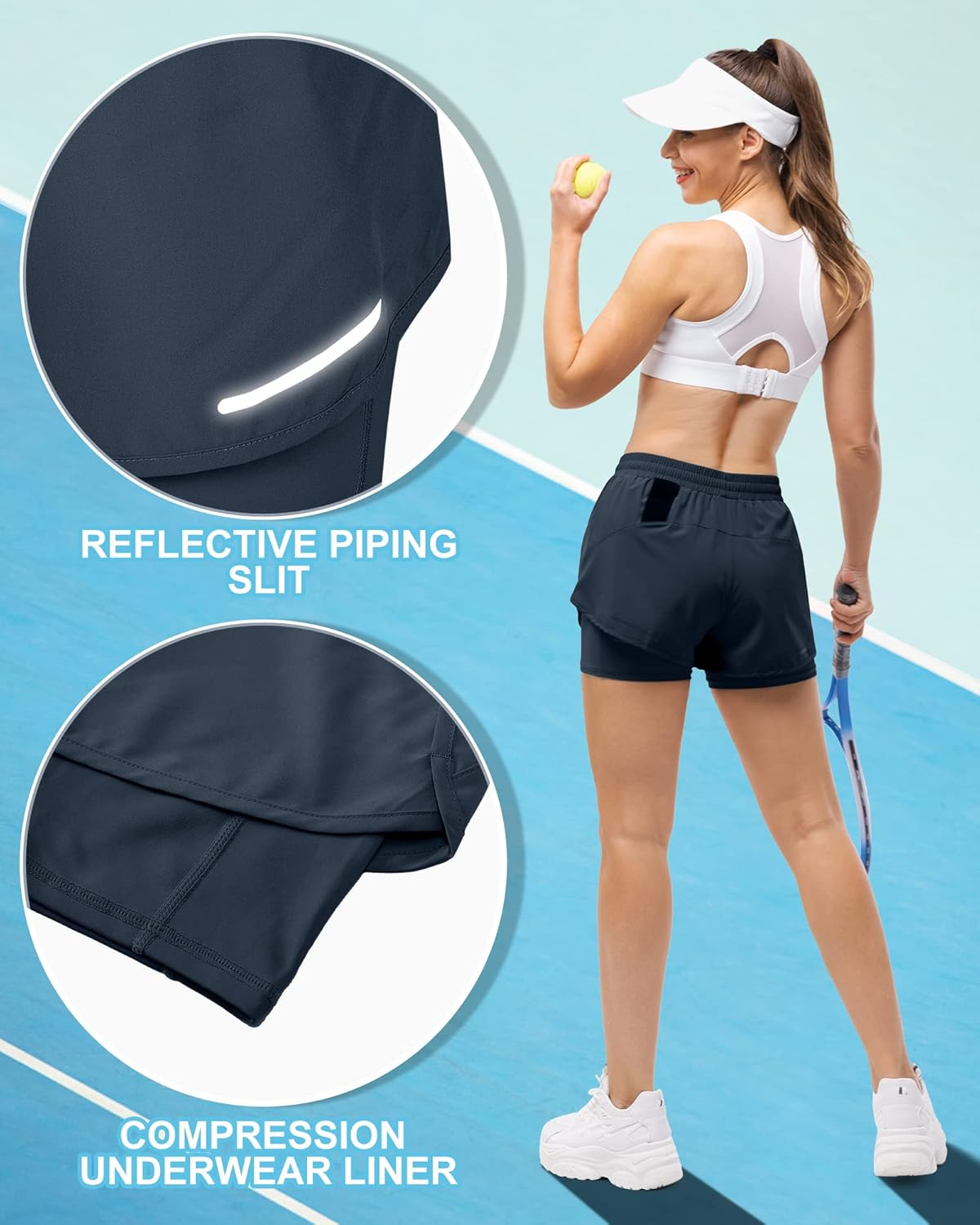 33,000Ft Women'S Running Shorts - Quick Dry, Breathable, Stretchable - Cobalt Blue image number 2