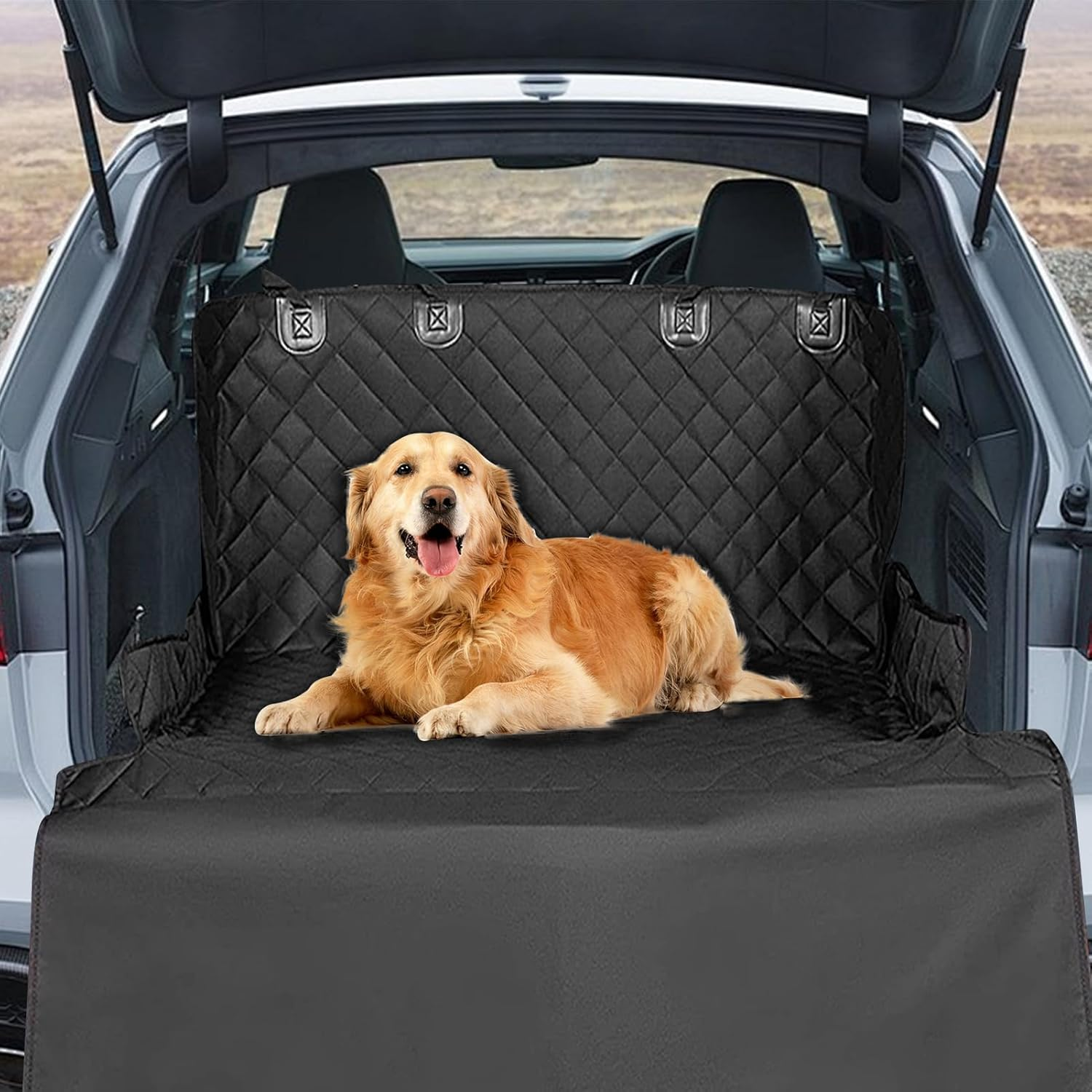 SUV Dog Car Seat Cover, Waterproof Pet Seat Trunk Mat Protector for Vans Suvs Sedans, Non-Slip Scratch-Proof Stain-Proof Dog Car Hammock Easy Clean (205X135Cm, Black) image number 4
