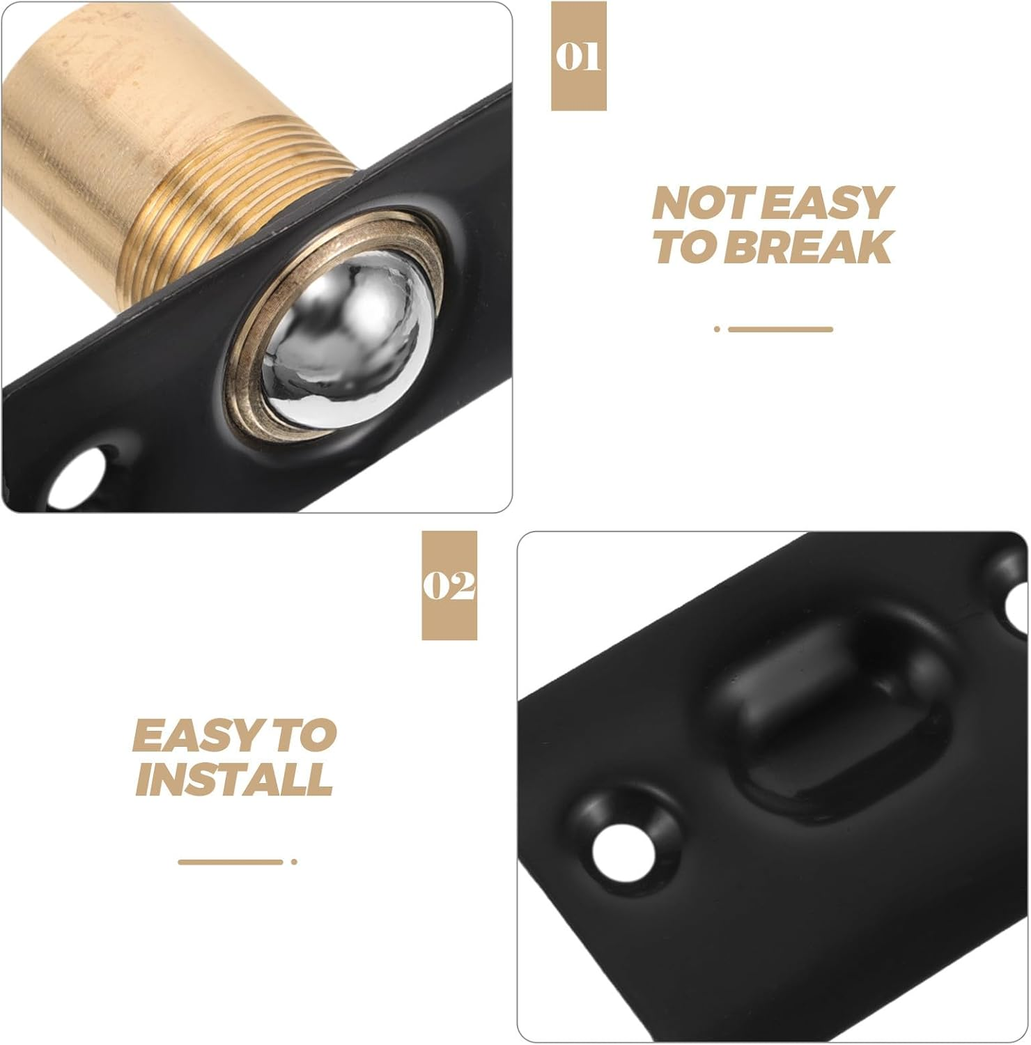 Ciieeo 4Pcs Adjustable Stainless Steel Ball Roller Catch Door Latches with Copper Ball Silent Door Tension Hardware for Interior Cabinet And image number 5