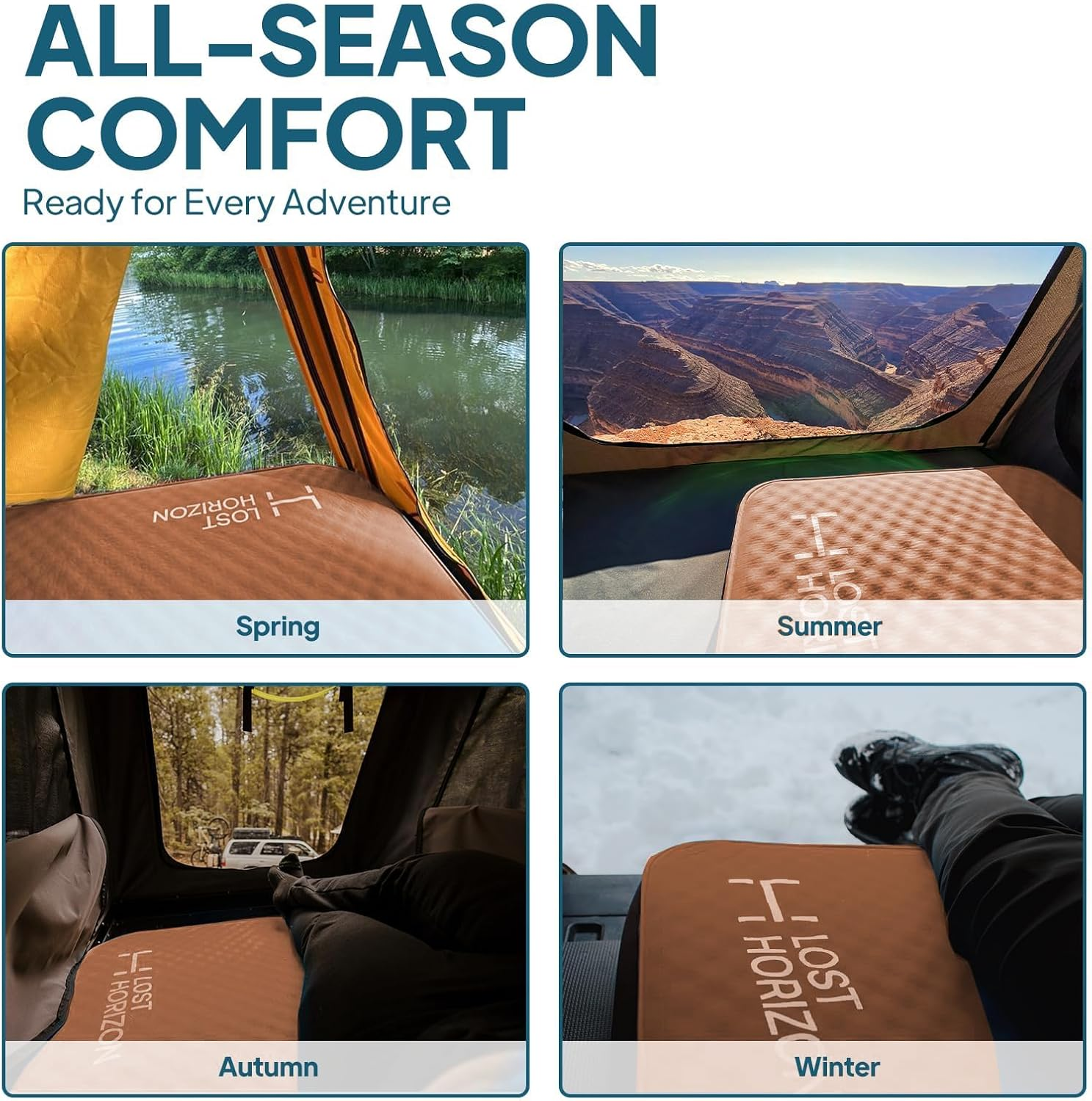 LOSTHORIZON Airsoft 4.5&rdquo; Thick Self Inflating Sleeping Pad with Solid Foam, Camping Mattress with Pump Sack, Portable Roll up Bed, Inflatable Outdoor Mat for Rooftop Tent Car Truck Van, 4 Season image number 4