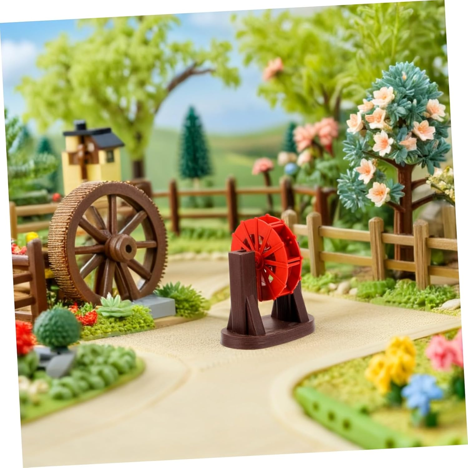 BESPORTBLE 2Pcs Mini Aquarium Water Mill Rotating Fountain Fish Tank Landscape Ornament for Zen Garden Desktop Decor Red Silent Operation Air Purification image number 2