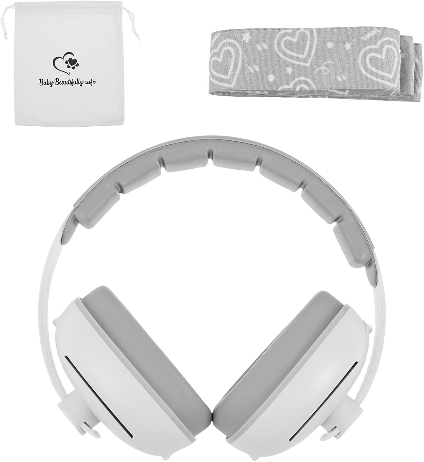 Baby Ear Muffs, 2-In-1 Comfortable Baby Ear Protection with Adjustable Headband, Effective Noise Reduction