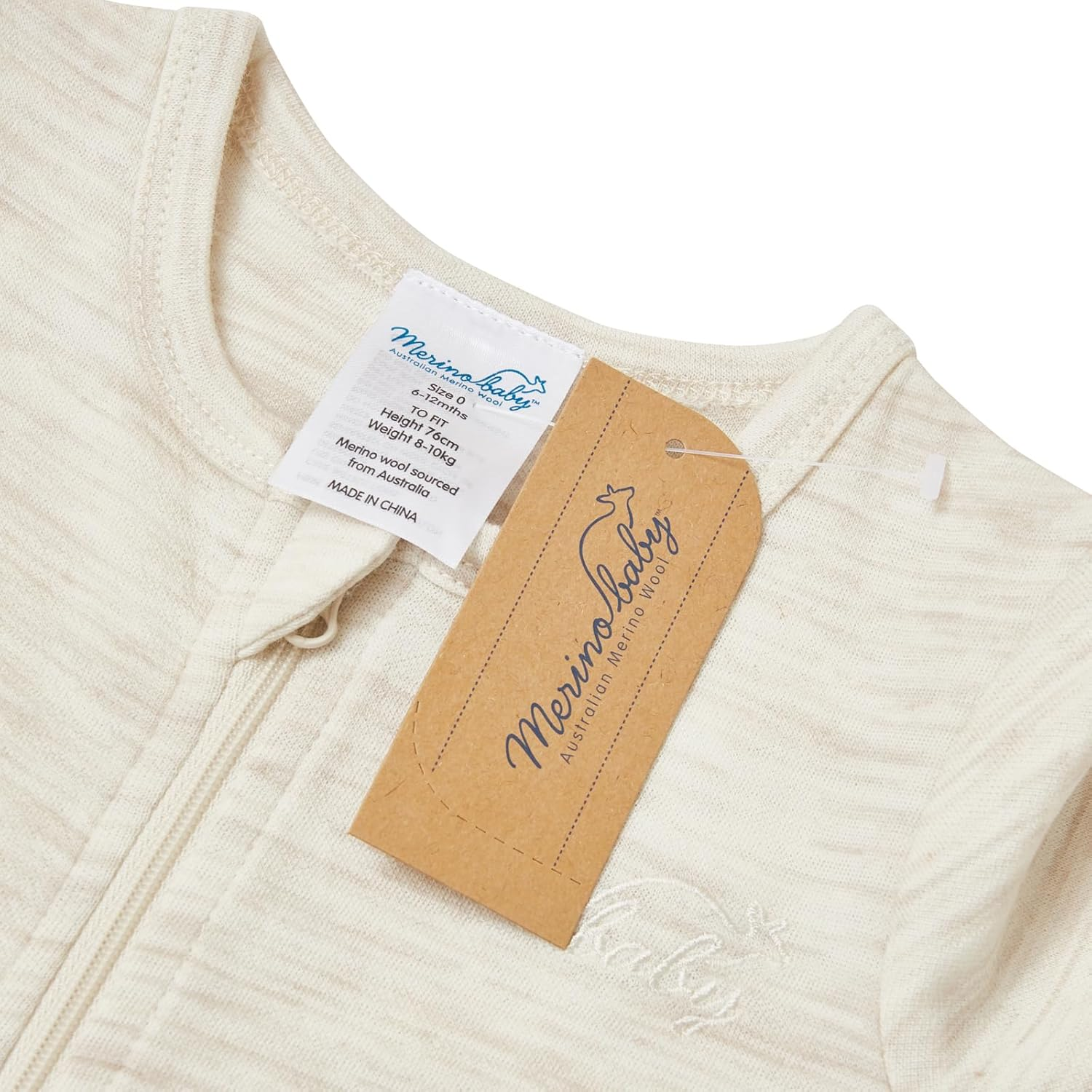 Merino Baby Merino Wool Coverall for 6-12 Months Babies, Cream Marle image number 4
