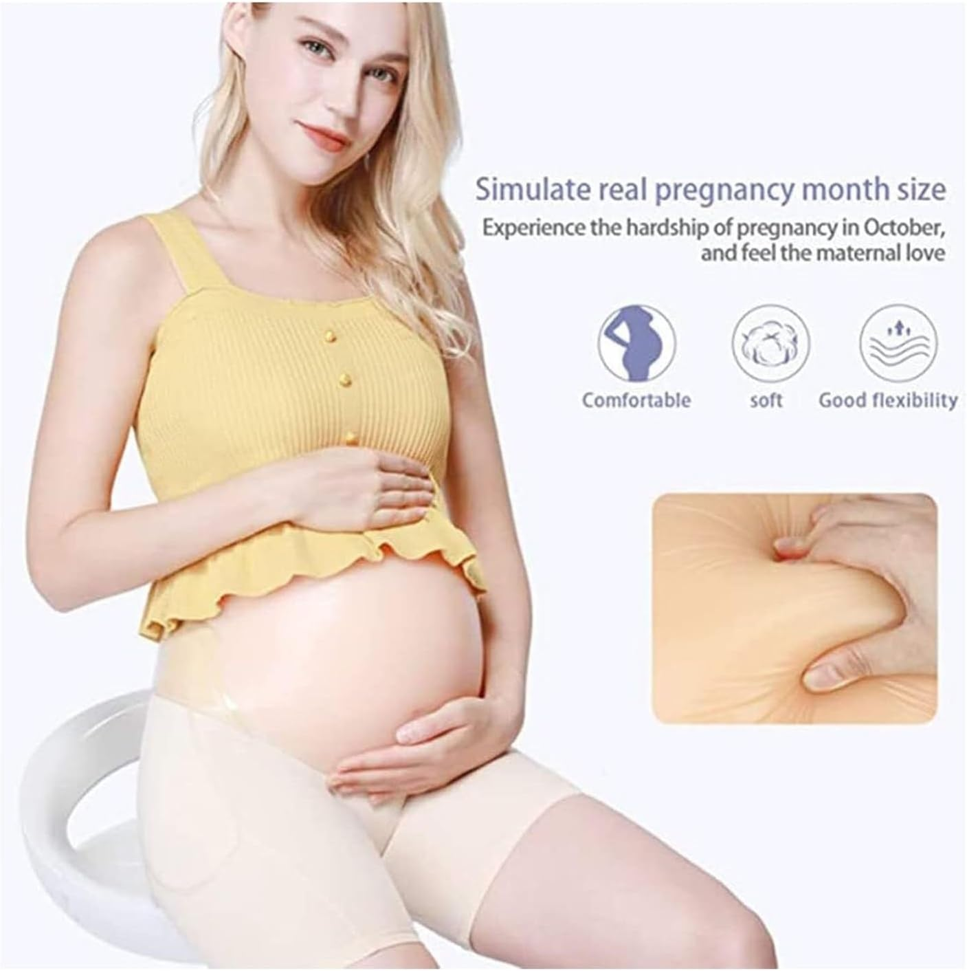 Realistic Silicone Maternity Bump - Adjustable Fake Pregnancy Belly for Cosplay, Stage & Film Props | Lightweight, Breathable | 6 Sizes (2-10 Months, Twins)(6Monthstwins) image number 4