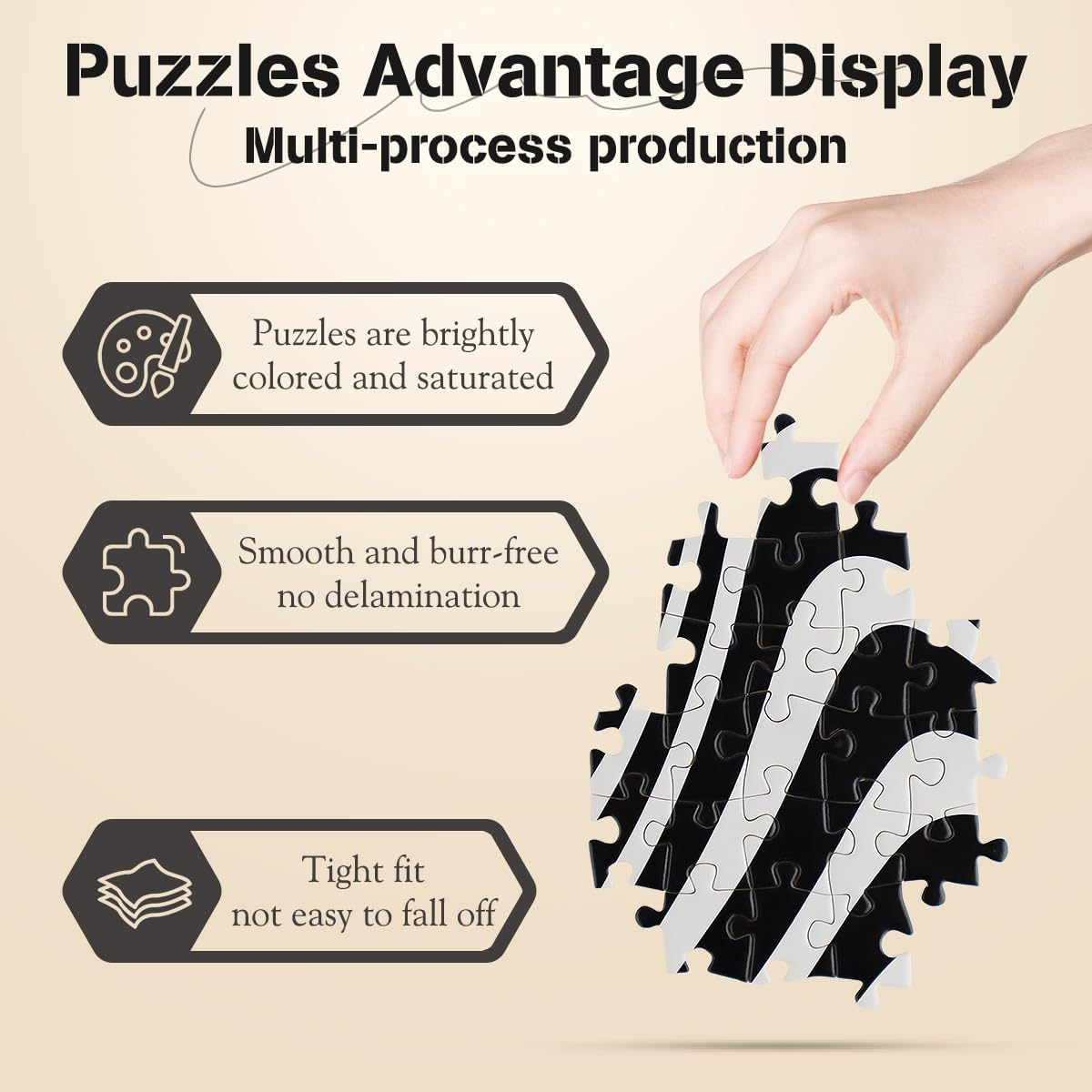 MISITU 1000 Pieces Jigsaw Puzzle for Adults - Black and White Strips Impossible Challenging Difficult Abstract Hard Puzzle - Christmas Home Decorations 28 X 20 Inch image number 4