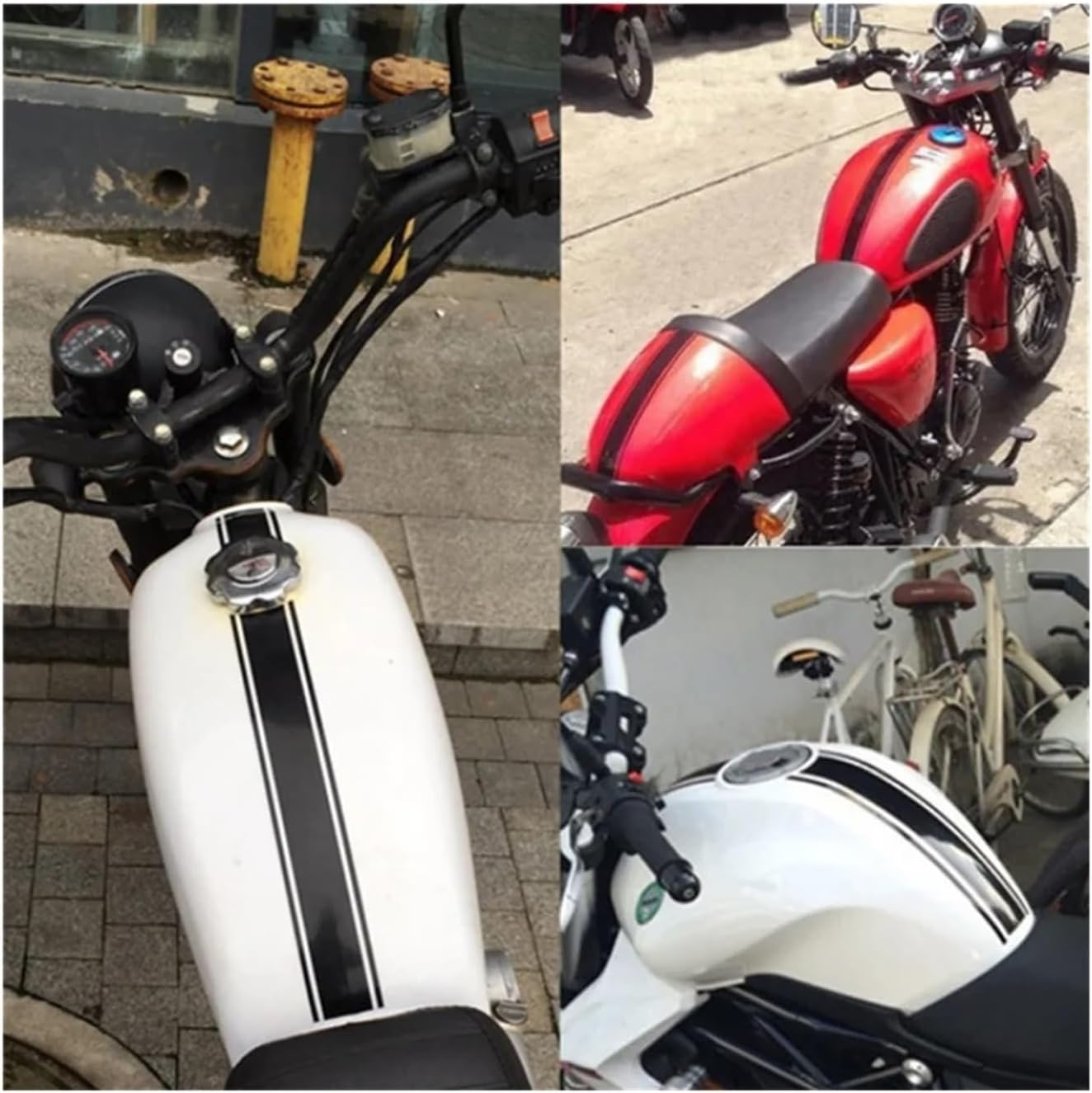 Motorcycle Tank Sticker Cowl Stripe Waterproof Stickers Self Adhesive Decal Sticker Decoration (Color : Yellow 2Pcs)