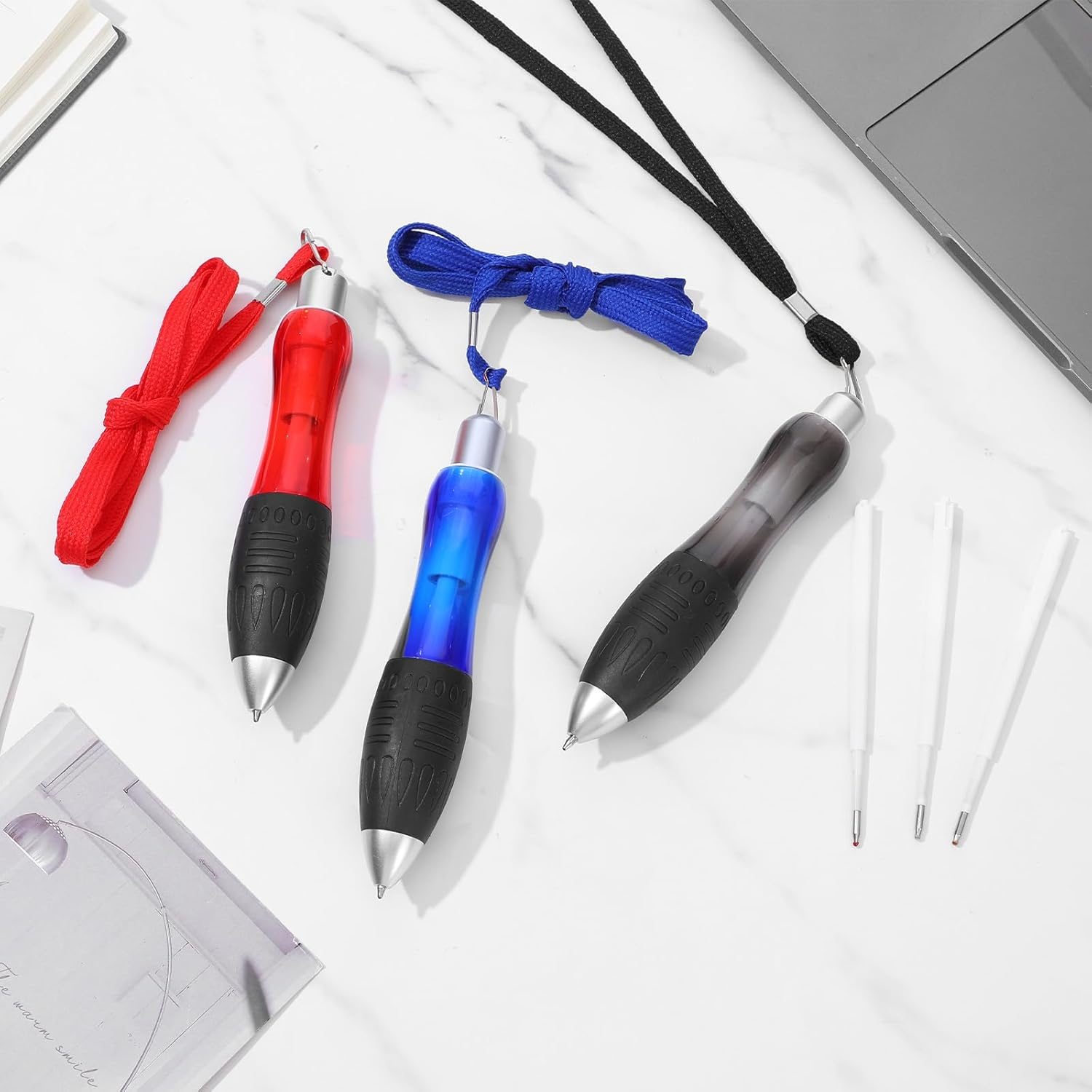 Gjinxi Pack of 15 Large Thick Ballpoint Pens, Heavy Weighted Pen with Large Wide Grip for Tremor Arthritis, Weak Grip Strength Parkinson'S Disease (3 Pens + 12 Refills)