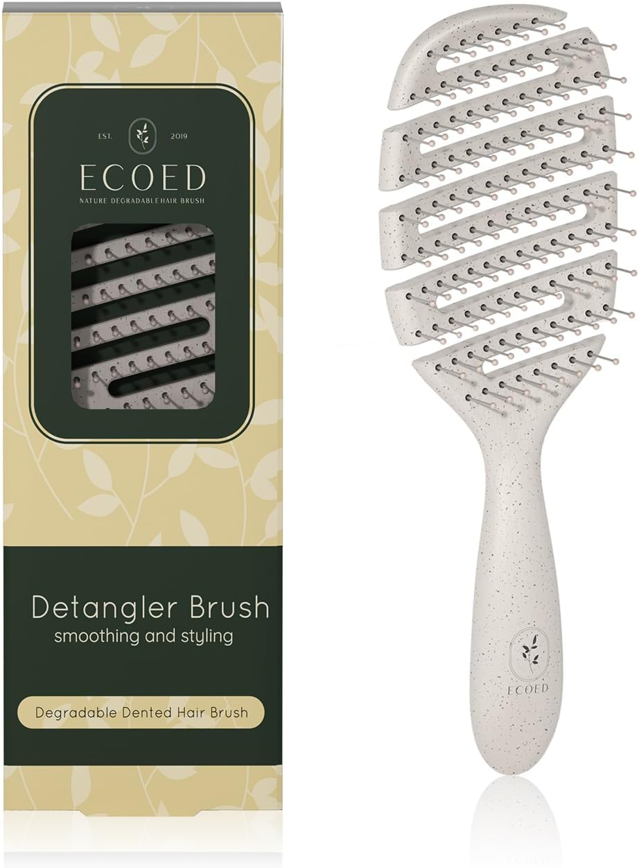 Ecoed Detangler Hairbrush, Vented Detangling Brush for Curly, Wavy, and Straight Hair, Dry and Wet, Quick Smoothing for Women and Men, Eco-Friendly & Sustainable Material (Green)