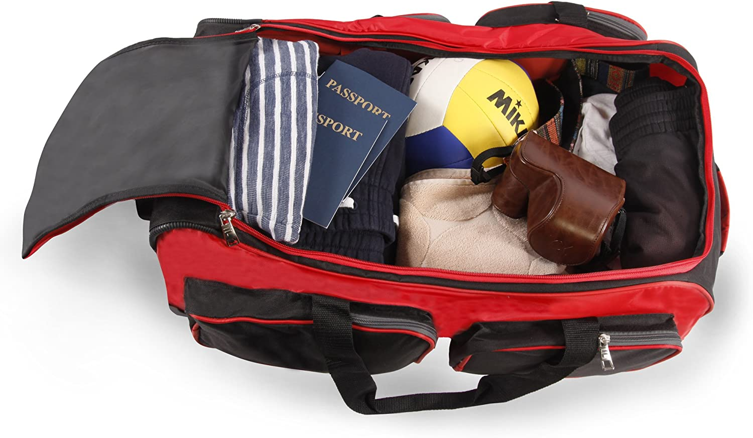 Fila 26" Lightweight Rolling Duffel Bag, Red, One Size, 26" Lightweight Rolling Duffel Bag - Black image number 5