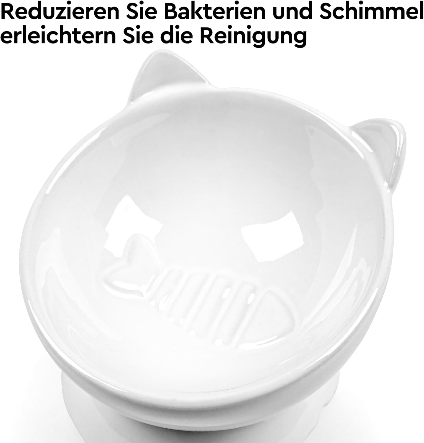 Ceramic Cat Feeding Bowl, Pack of 2 Cat Bowls, Ceramic Raised Cervical Protection, Cat Bowl, Cat Whiskers Allergies, Feeding Bowl Cat Raised image number 4