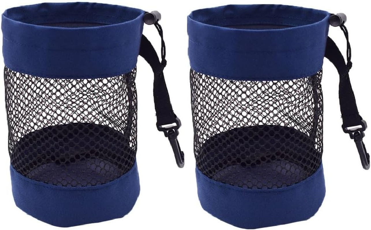 Leanockesa 2 Pcs Black Nylon Mesh Golf Ball Bags with Drawstring & Hooks, 7.08 X 5.11 Inch Portable Golf Ball Storage Pouch, Durable Golf Ball Organizer for Easy Access
