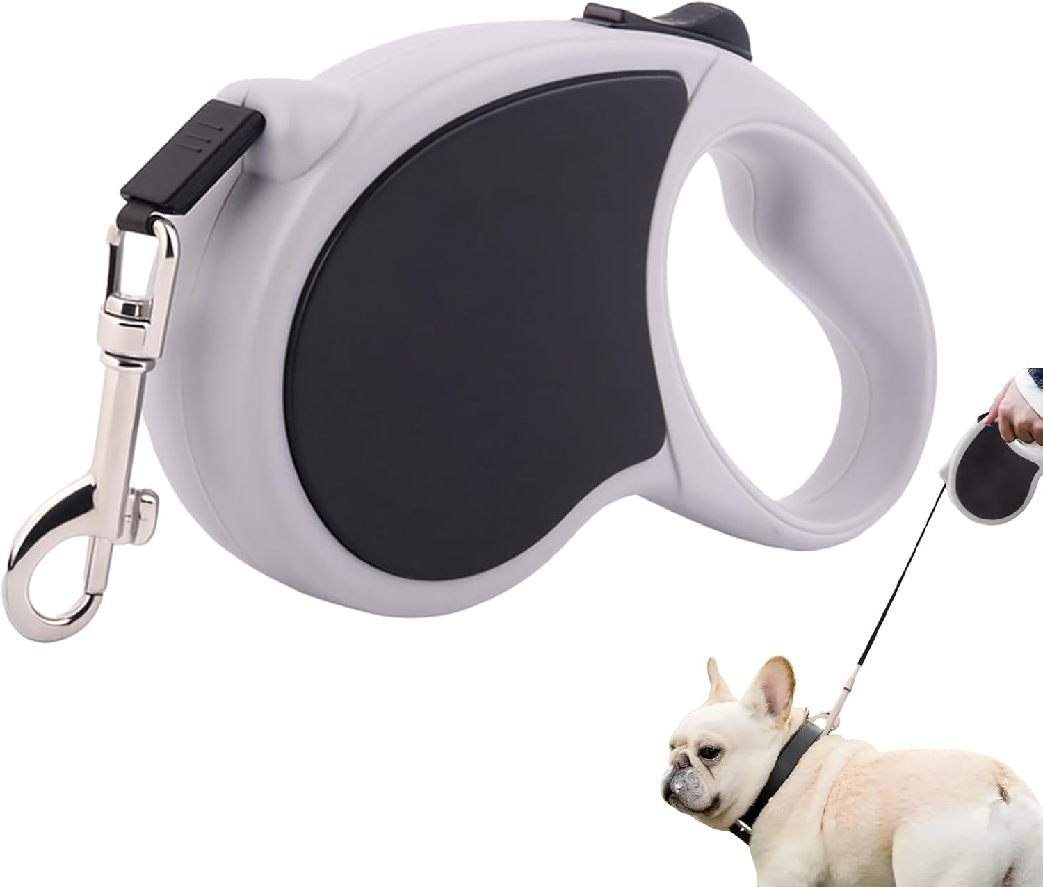 360&deg; Tangle Free Retractable Dog Lead for up to 25 Kg Dogs, 5M Long Tangle-Free Nylon Tape, One-Handed Brake, Pause, Lock System, Anti-Slip Handle Durable Dog Lead for Daily Walks (Medium, Black) image number 5