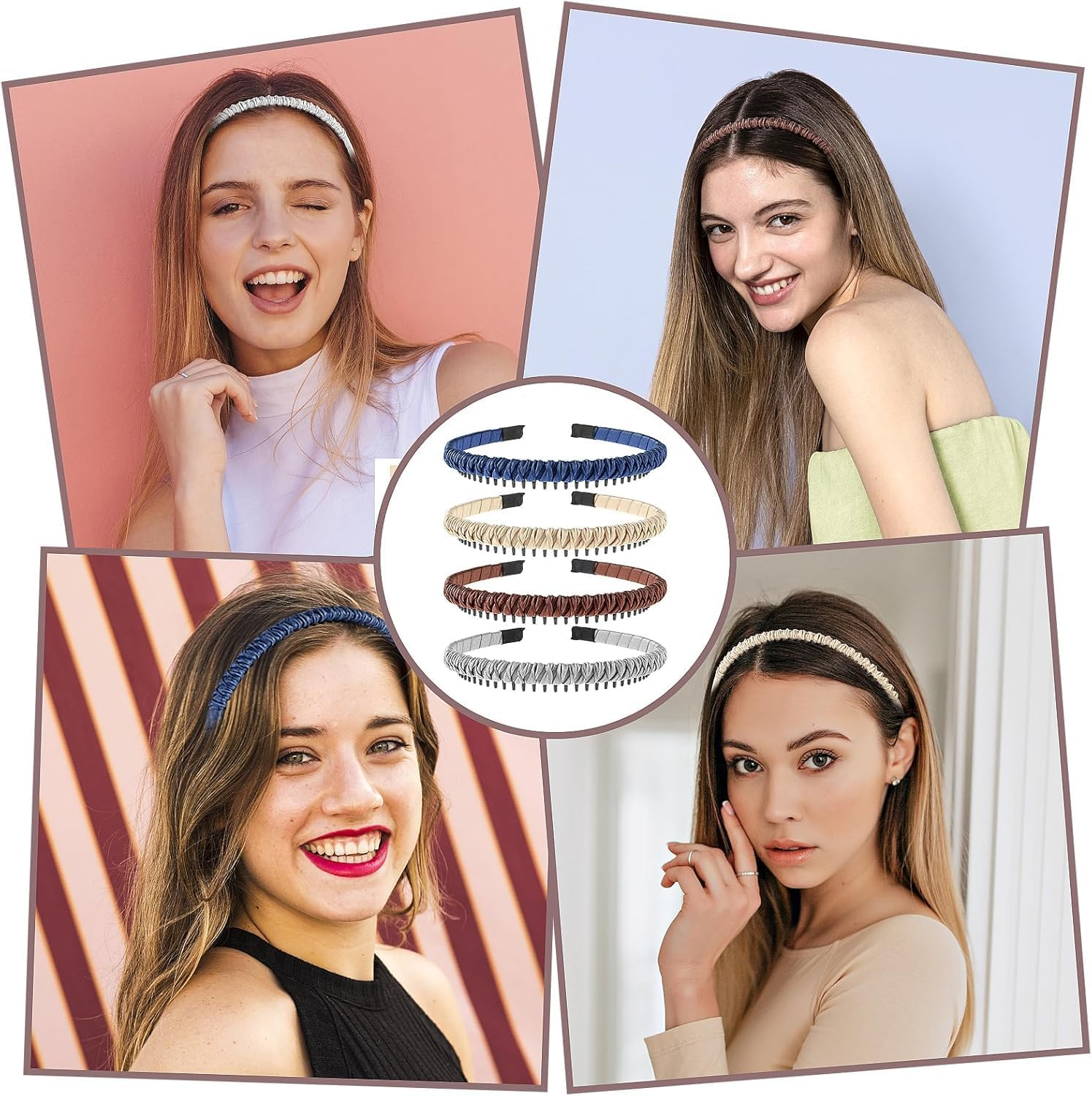4Pcs Hairbands for Women, Non-Slip Zig Zag Headbands, Summer Sports Comfortable Headpiece, Daily Use, Yoga, Spa, Parties image number 5
