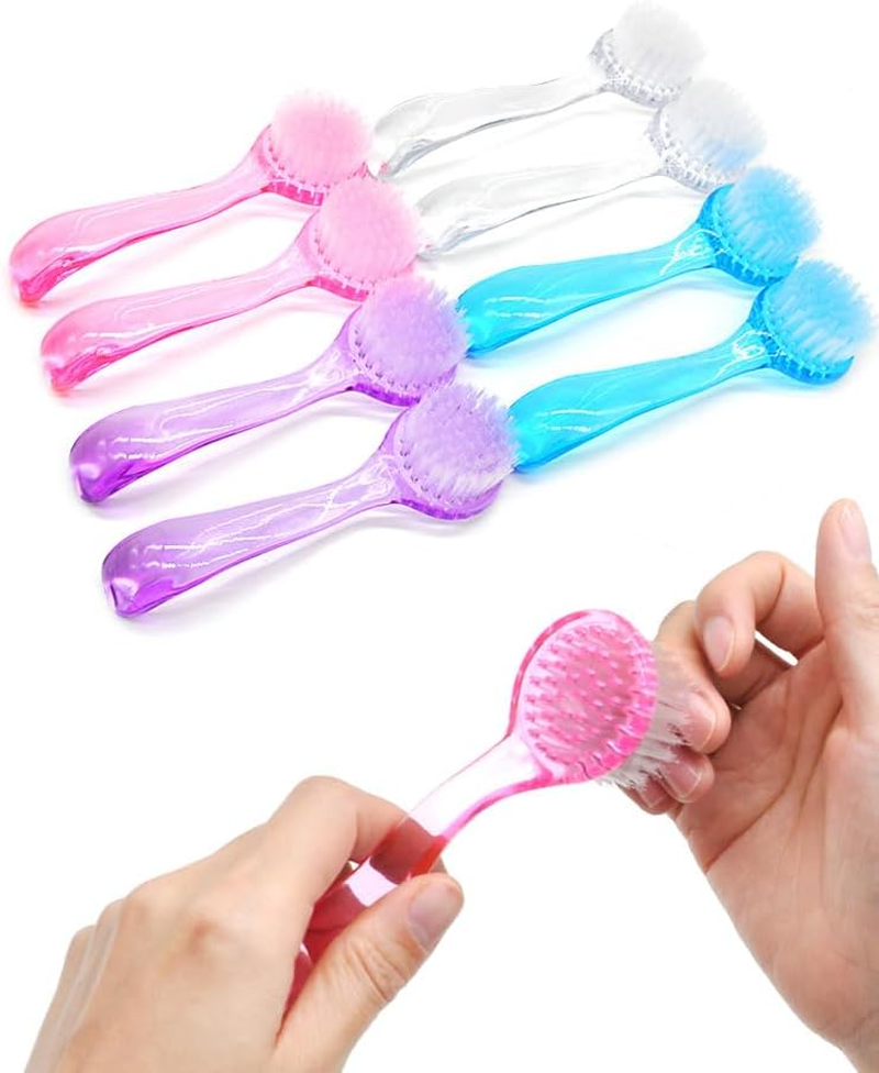 Facial Cleansing Brush 4 PCS, Face Exfoliating Scrubber Brush Face Wash Scrub Exfoliator for Makeup Skincare Removal (Black, 4 * 12.5CM) image number 4