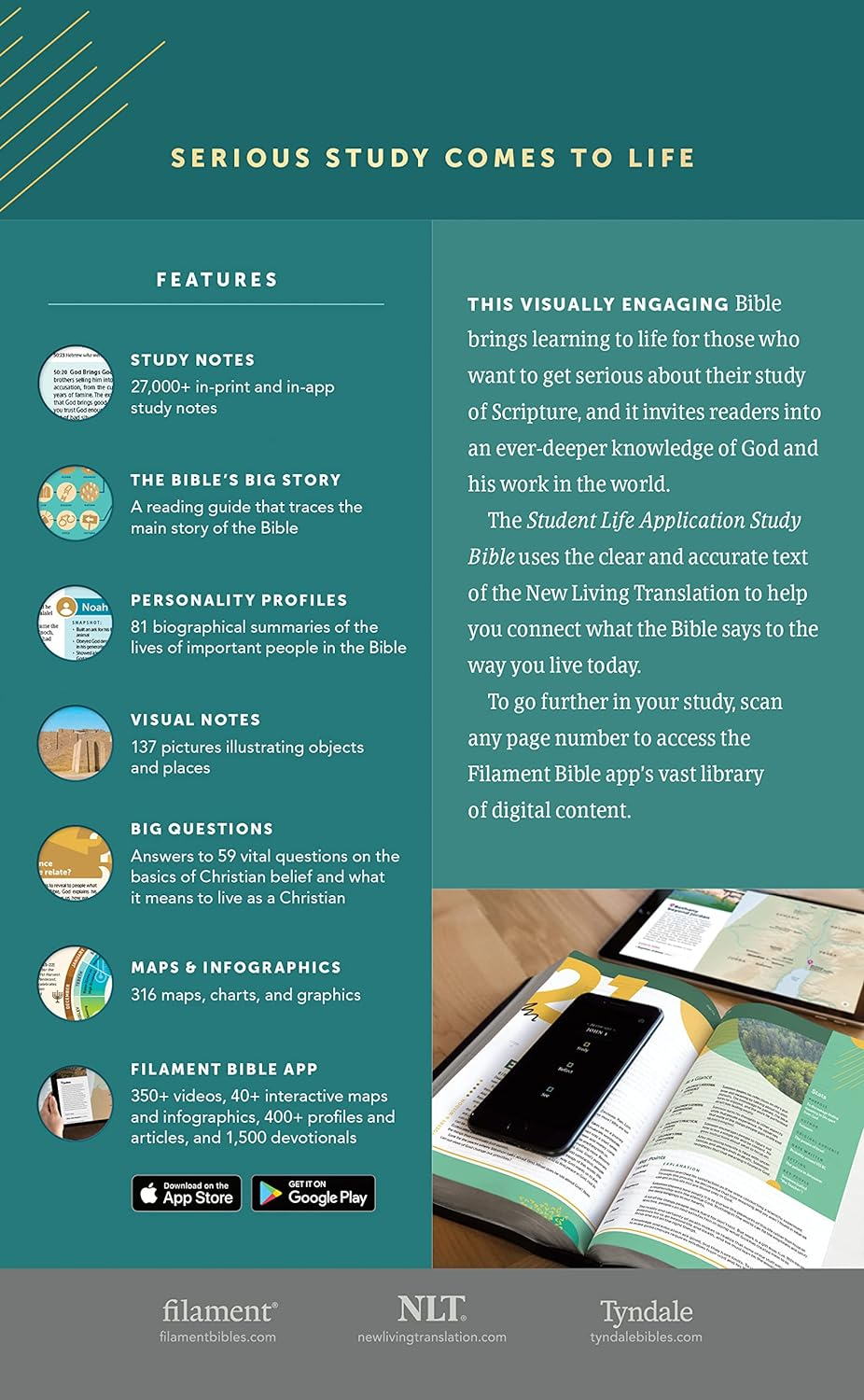 NLT Student Life Application Study Bible, Filament Enabled (Hardcover, Red Letter): New Living Translation, Filament Enabled Edition, Red Letter image number 3