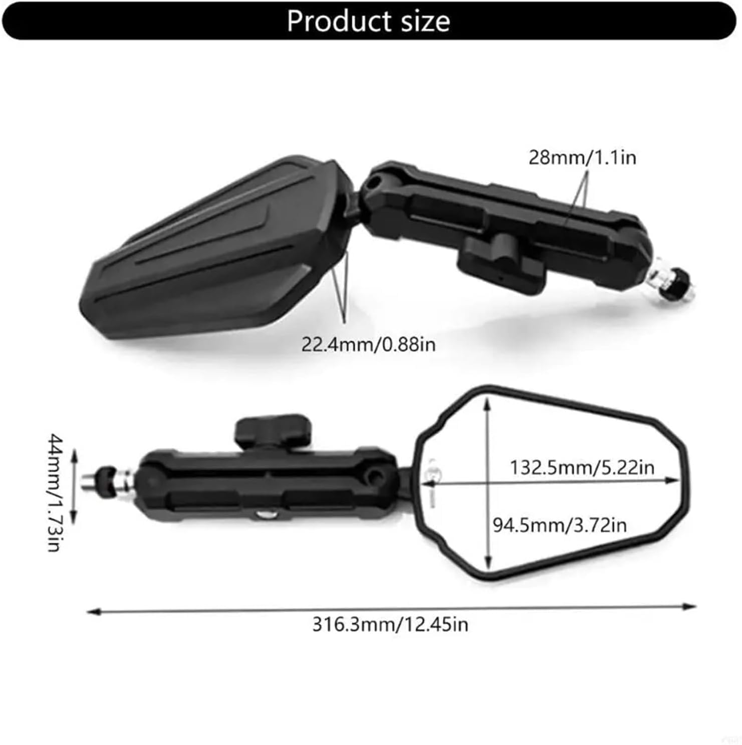 Universal Motorcycle Mirror, Upgraded 2X Motorbike Side Mirror Set, Adjustable Double Roller ATV Mirror, Universal 7/8" Handlebar Rear View Mirrors, for Street Bikes Cruisers Moped Dirt Bike (Black) ﻿ image number 6