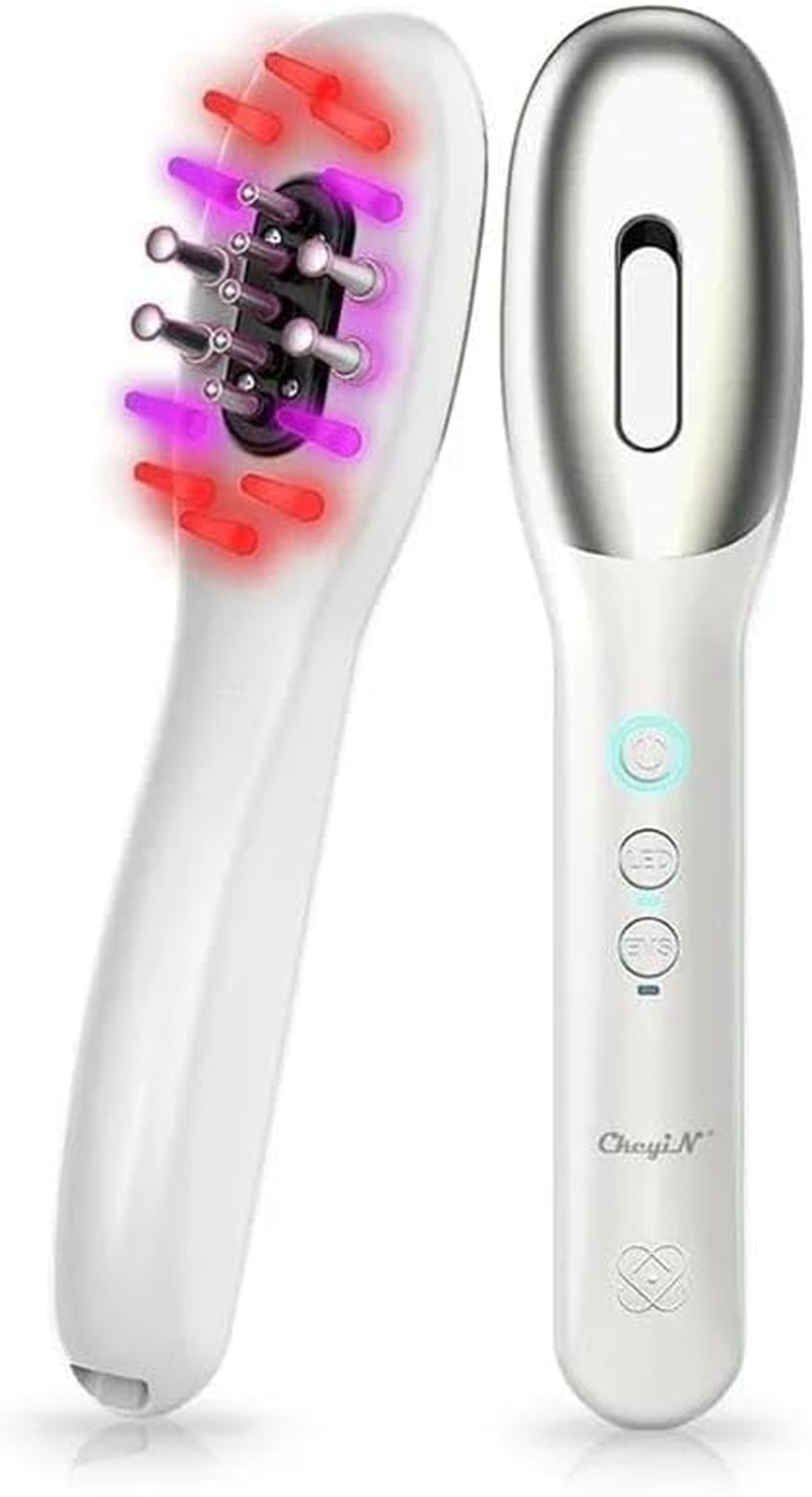 EMS Electric Massage Comb Vibration LED Blue Red Light Therapy Hair Massage Scalp Brush for Hair Growth anti Hair Loss image number 3