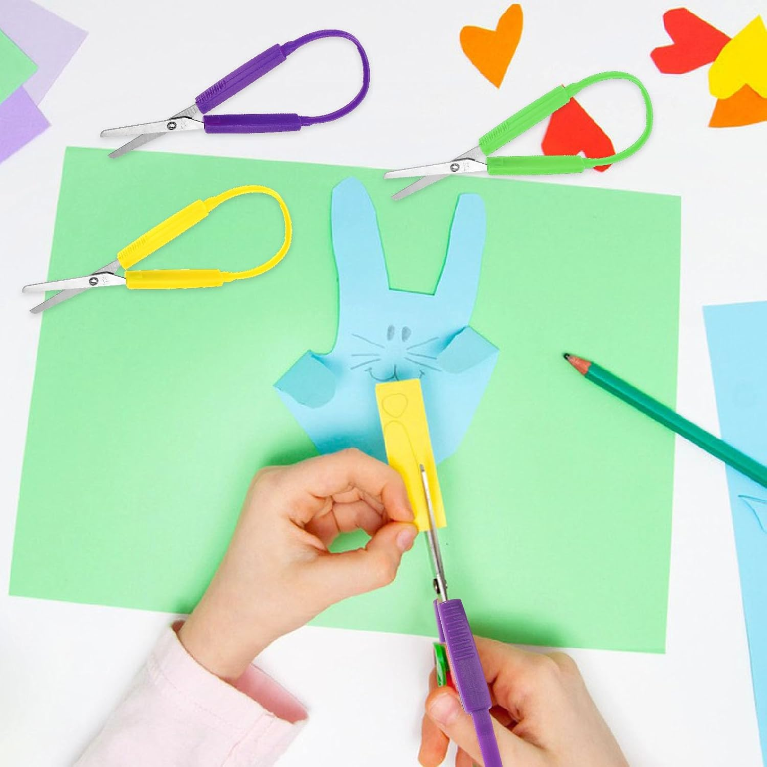 1Pcs Mini Loop Scissors Adaptive Design Scissor Self-Opening Handle Safety Scissors for Kids Children Schools Special Need Daily DIY Crafts(Purple) image number 3