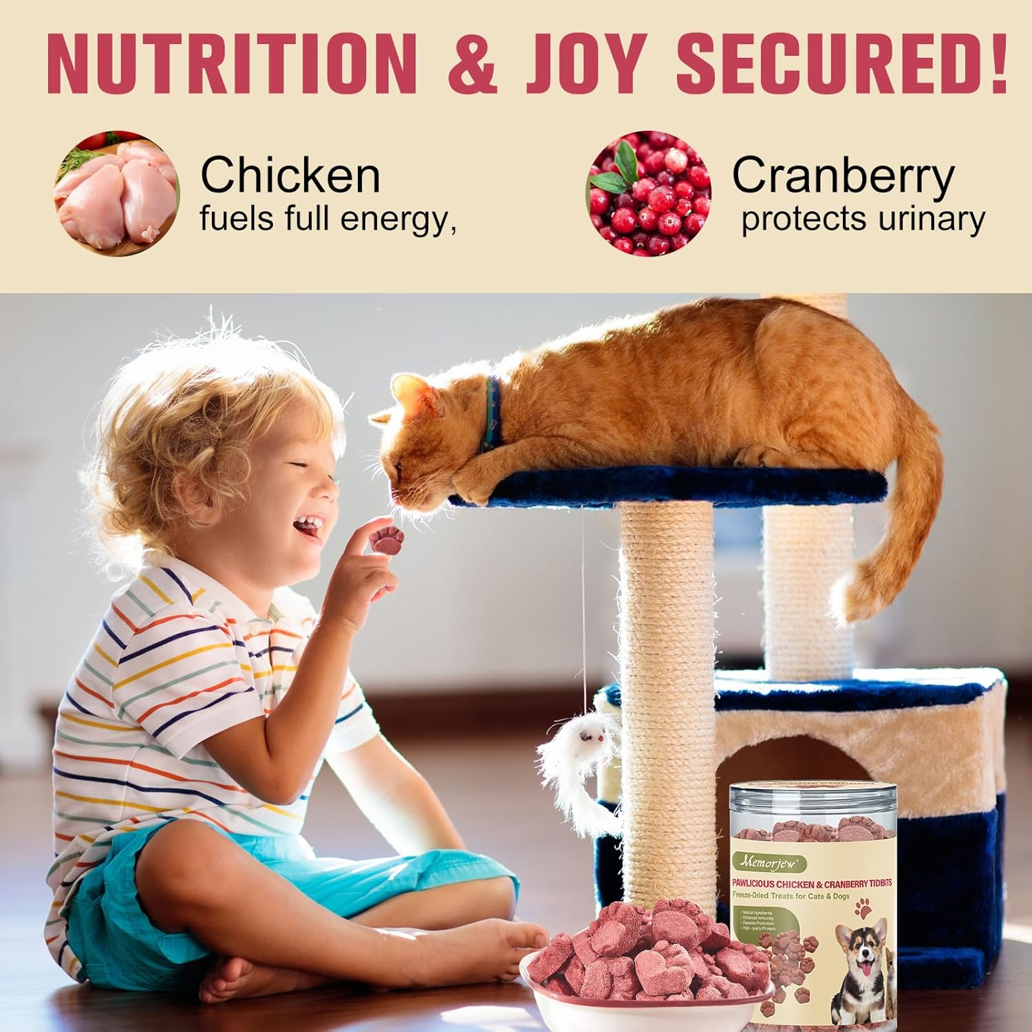 Freeze - Dried Chicken & Cranberry Blend for Cats & Dogs | Natural Dental Care & Nutritious Pet Food,50G image number 1