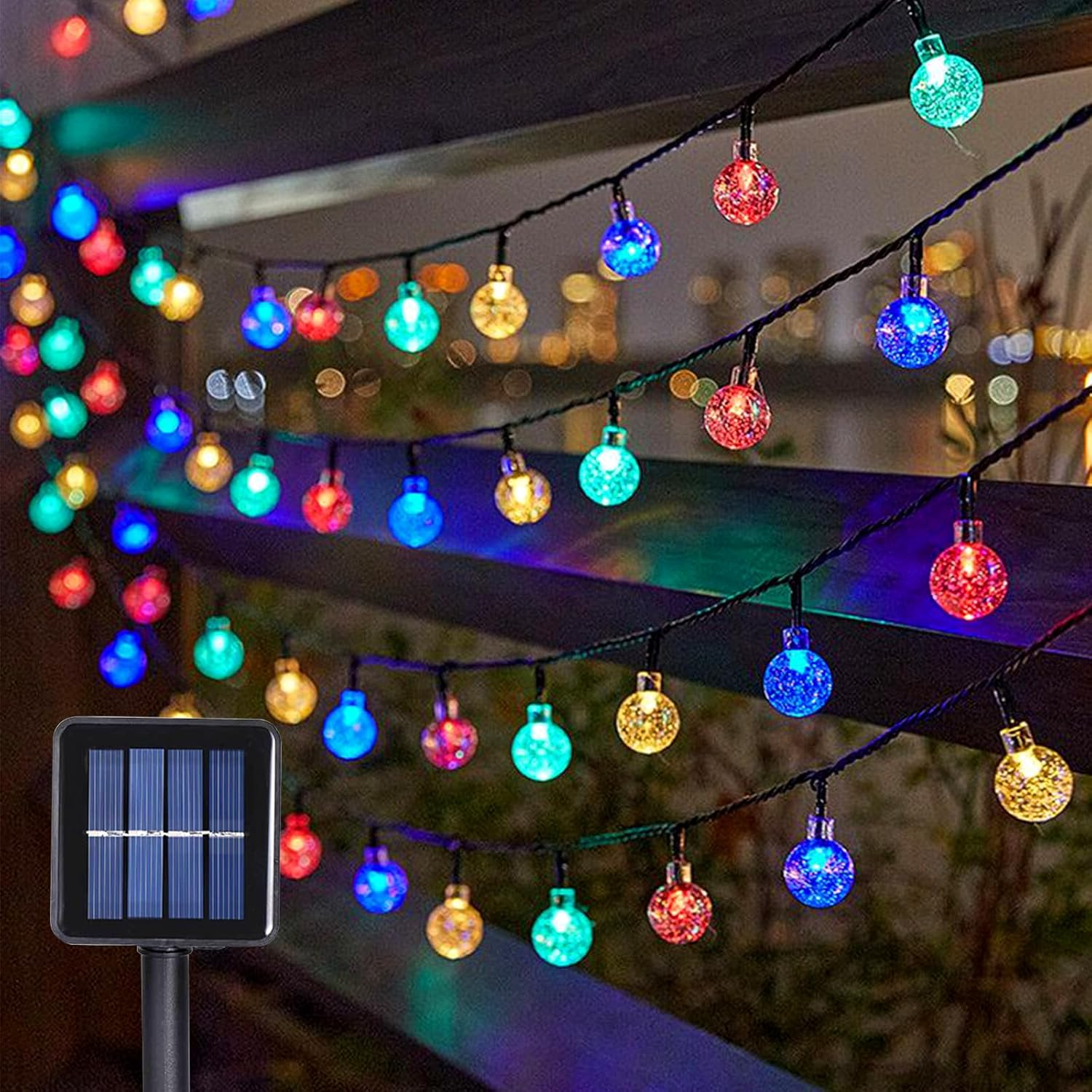 LED Fairy Lights Indoor Outdoor 100 Leds Ball Fairy Lights 12 M 8 Modes Waterproof Fairy Lights Solar Bubble Ball Lights for Christmas, Wedding, Party, Garden, Bedroom image number 6