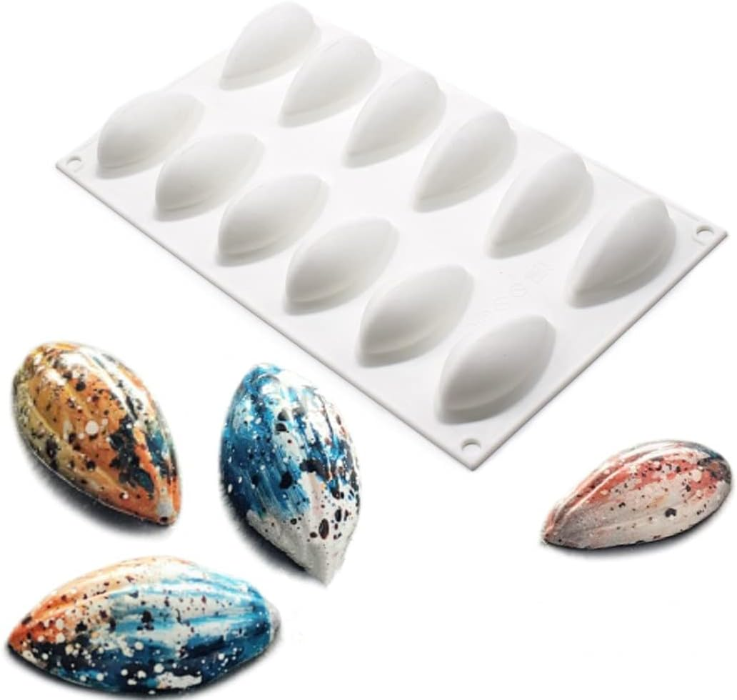 XKONG Quenelle Silicone Moulds, Shell Cake Mould, Quenelle Mould French Dessert Mousse Silicone White Pastry Mould Baking Non-Stick Decoration Bakeware image number 4