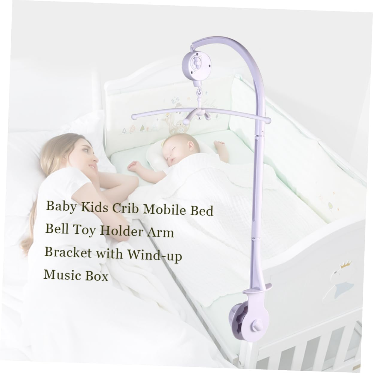 Yardwe Baby Crib Bell Holder Arm Bracket for Infants with Wind-Up Music Box Adjustable Mobile Bed Bell Hanger Plastic for Nursery Decoration image number 3