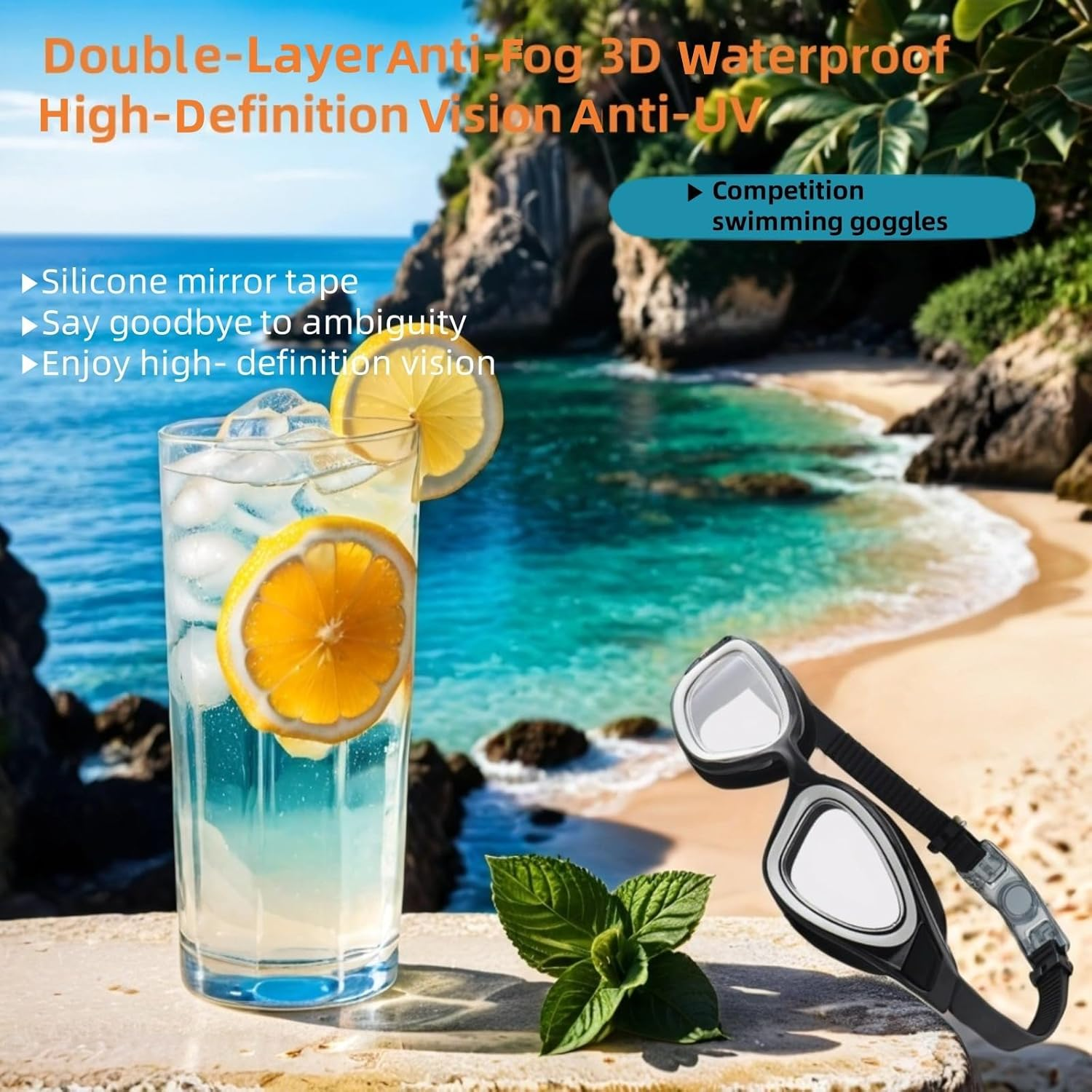 Swim Goggles, Anti-Fog Anti-Uv High-Definition Goggles, No Leakage Swimming Goggles, for Adult Men Women image number 4