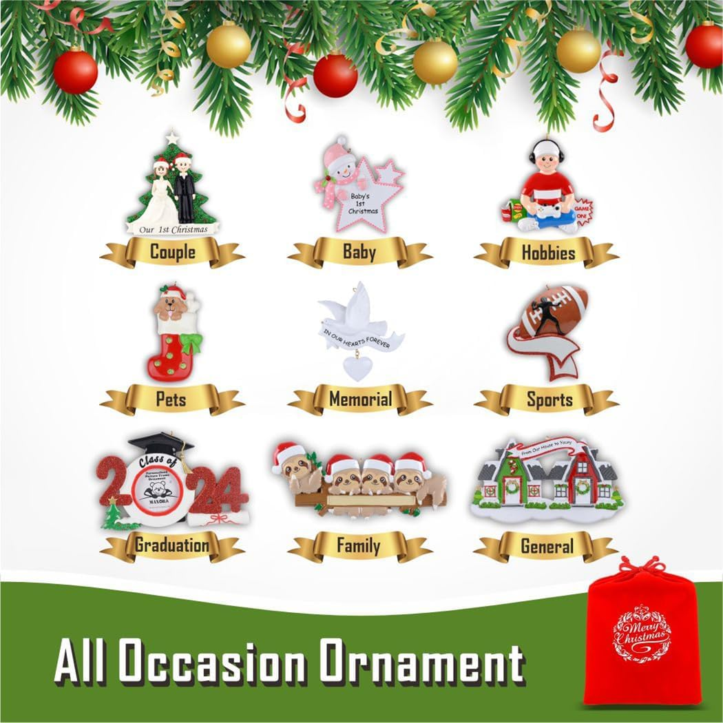 MAXORA Our 1St Christmas Wedding Couple Ornament Personalized Christmas Tree Decoration(White Bride and Black Groom) image number 5